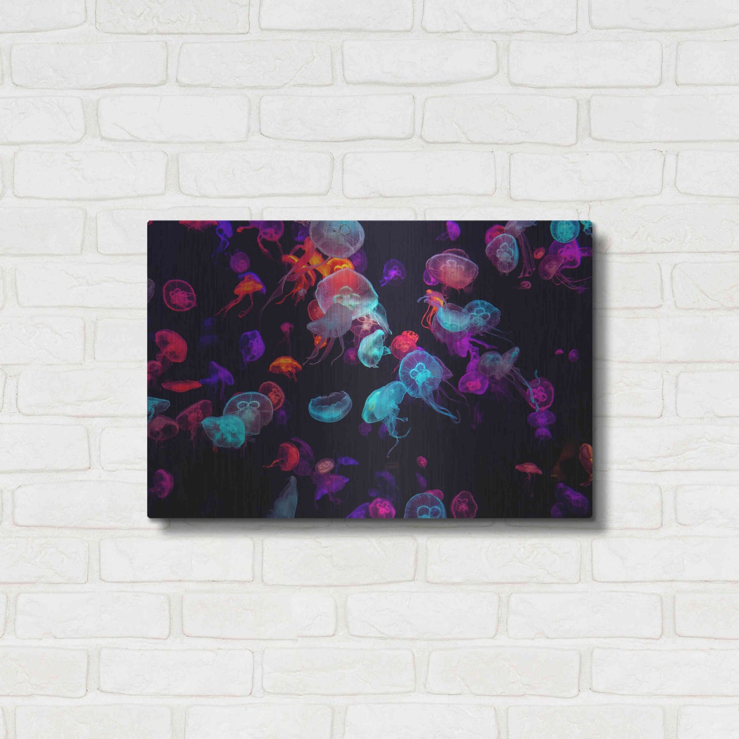 Luxe Metal Art 'Jelly Fish World' by Epic Portfolio Metal Wall Art,24x16