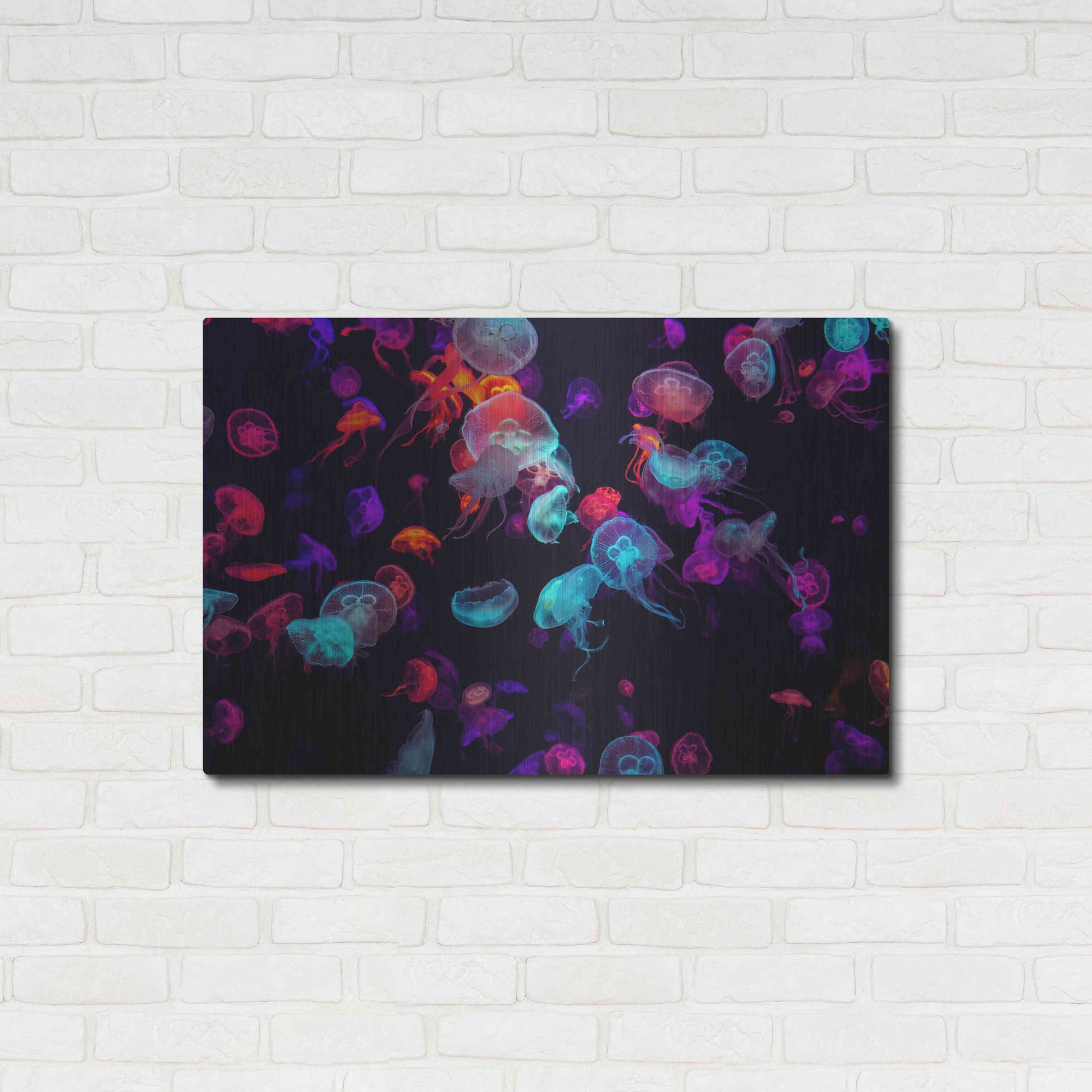 Luxe Metal Art 'Jelly Fish World' by Epic Portfolio Metal Wall Art,36x24