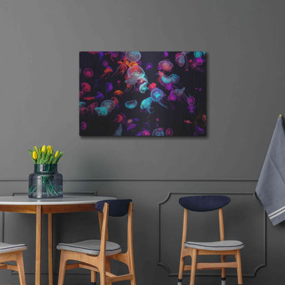 Luxe Metal Art 'Jelly Fish World' by Epic Portfolio Metal Wall Art,36x24