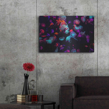 Luxe Metal Art 'Jelly Fish World' by Epic Portfolio Metal Wall Art,36x24