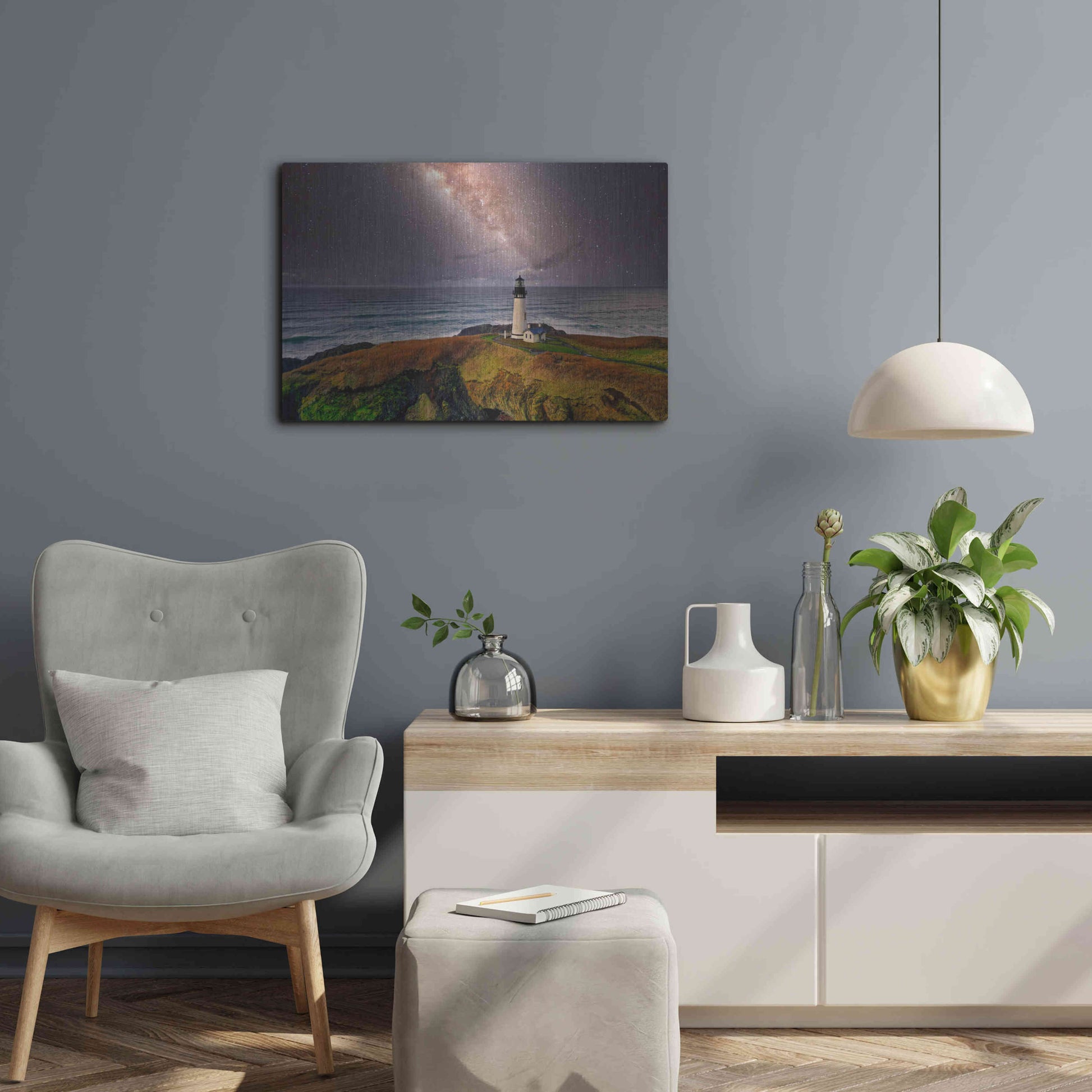 Luxe Metal Art 'Milky Way Beacon' by Epic Portfolio Metal Wall Art,24x16