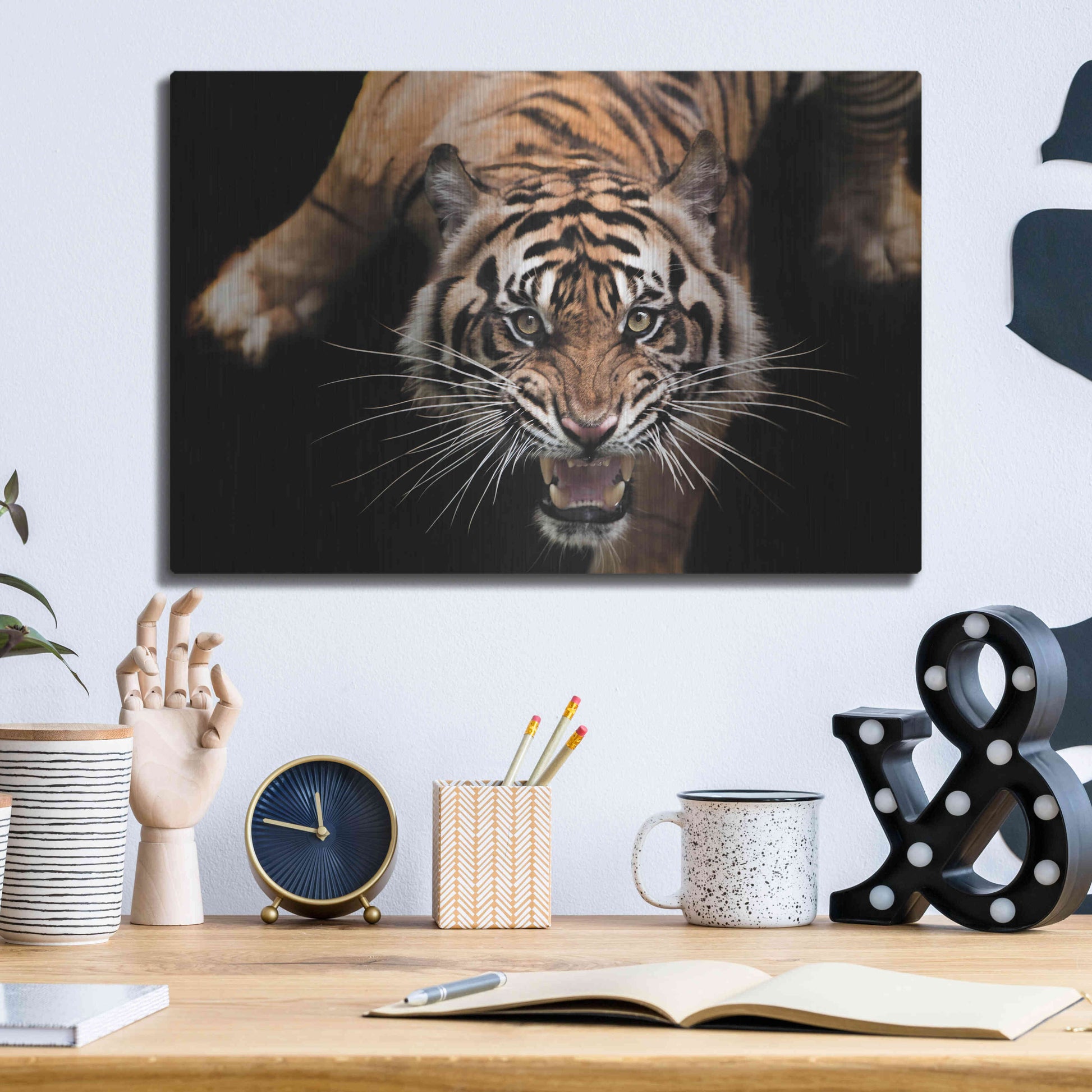 Luxe Metal Art 'Nice Kitty' by Epic Portfolio Metal Wall Art,16x12