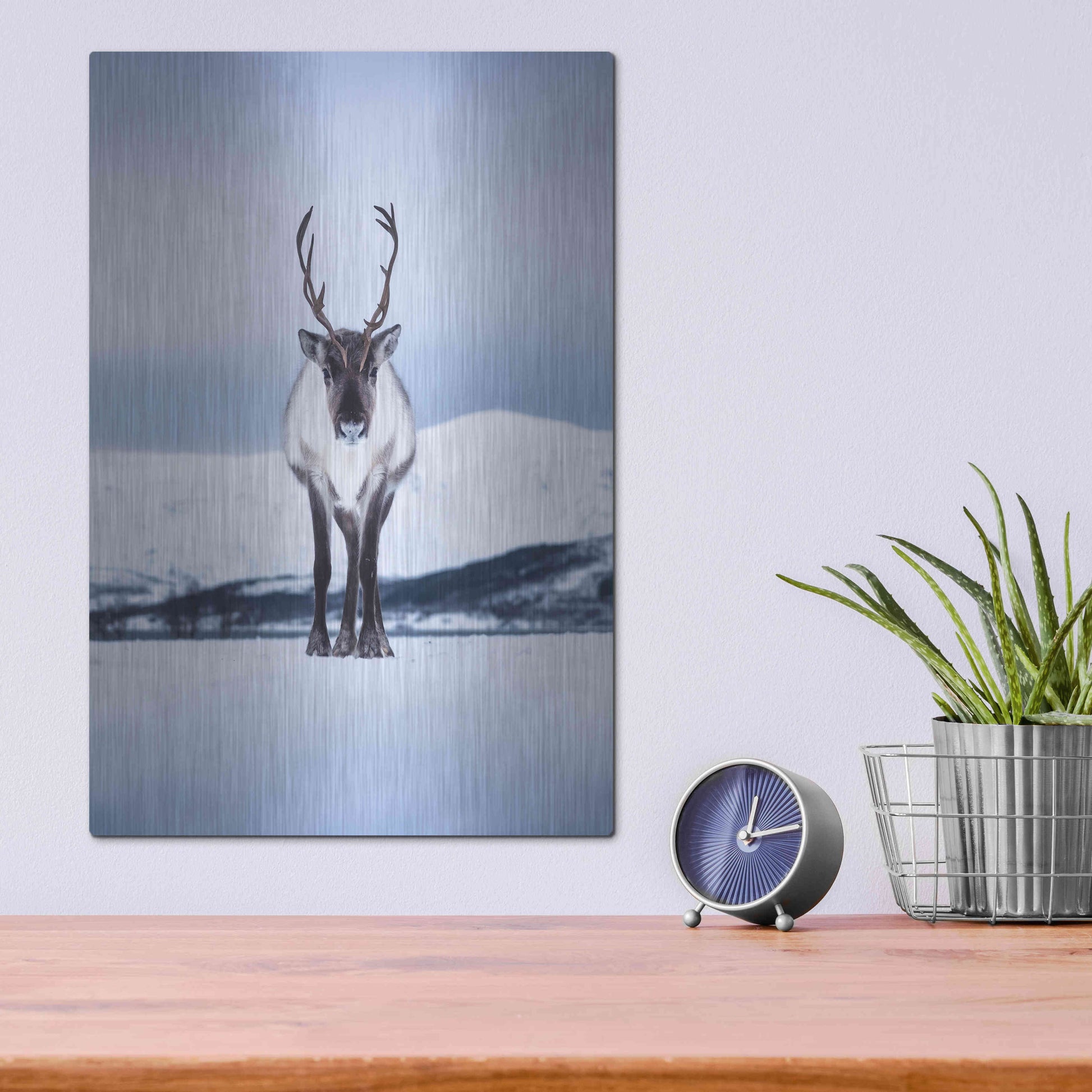 Luxe Metal Art 'Norwegian Raindeer' by Epic Portfolio Metal Wall Art,12x16