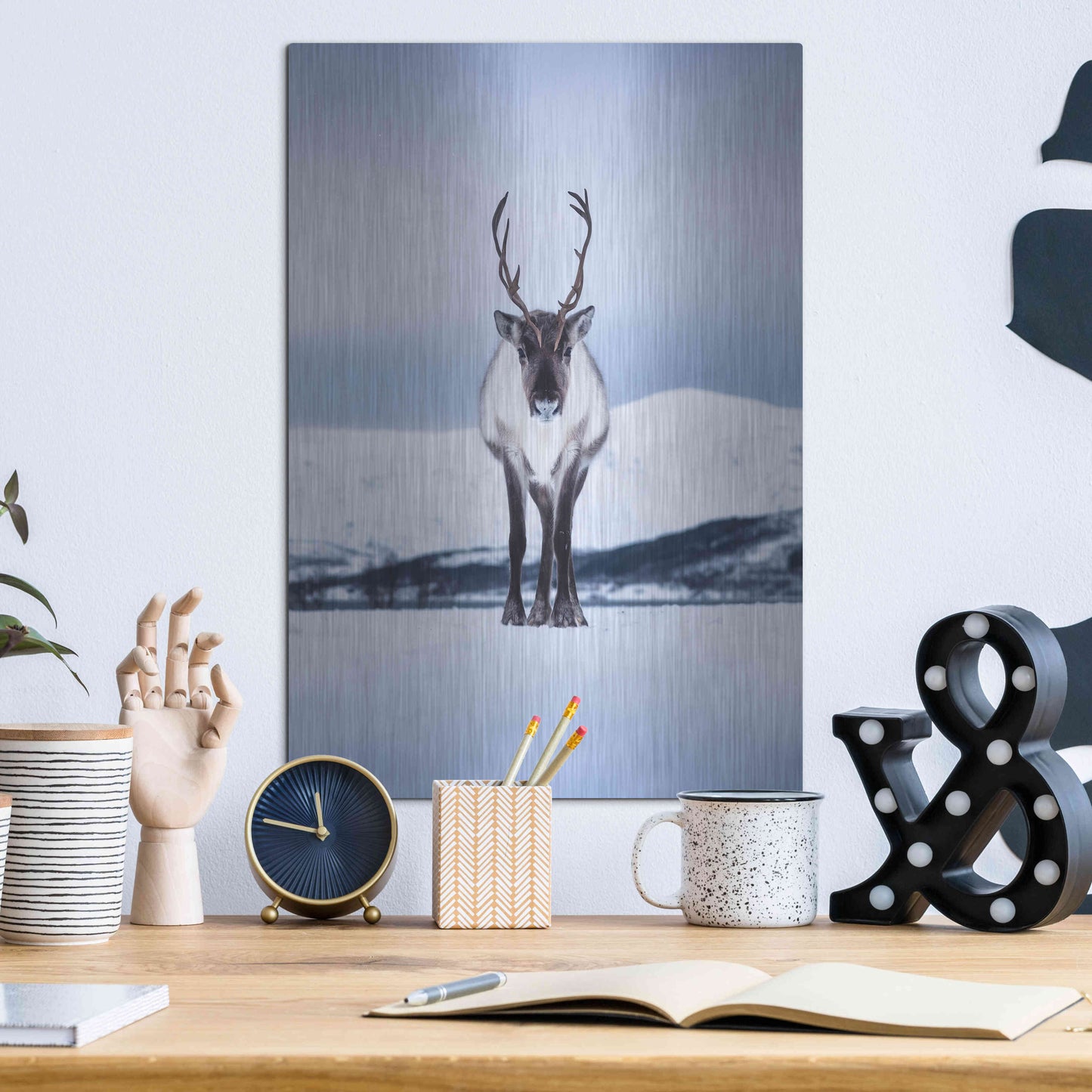 Luxe Metal Art 'Norwegian Raindeer' by Epic Portfolio Metal Wall Art,12x16