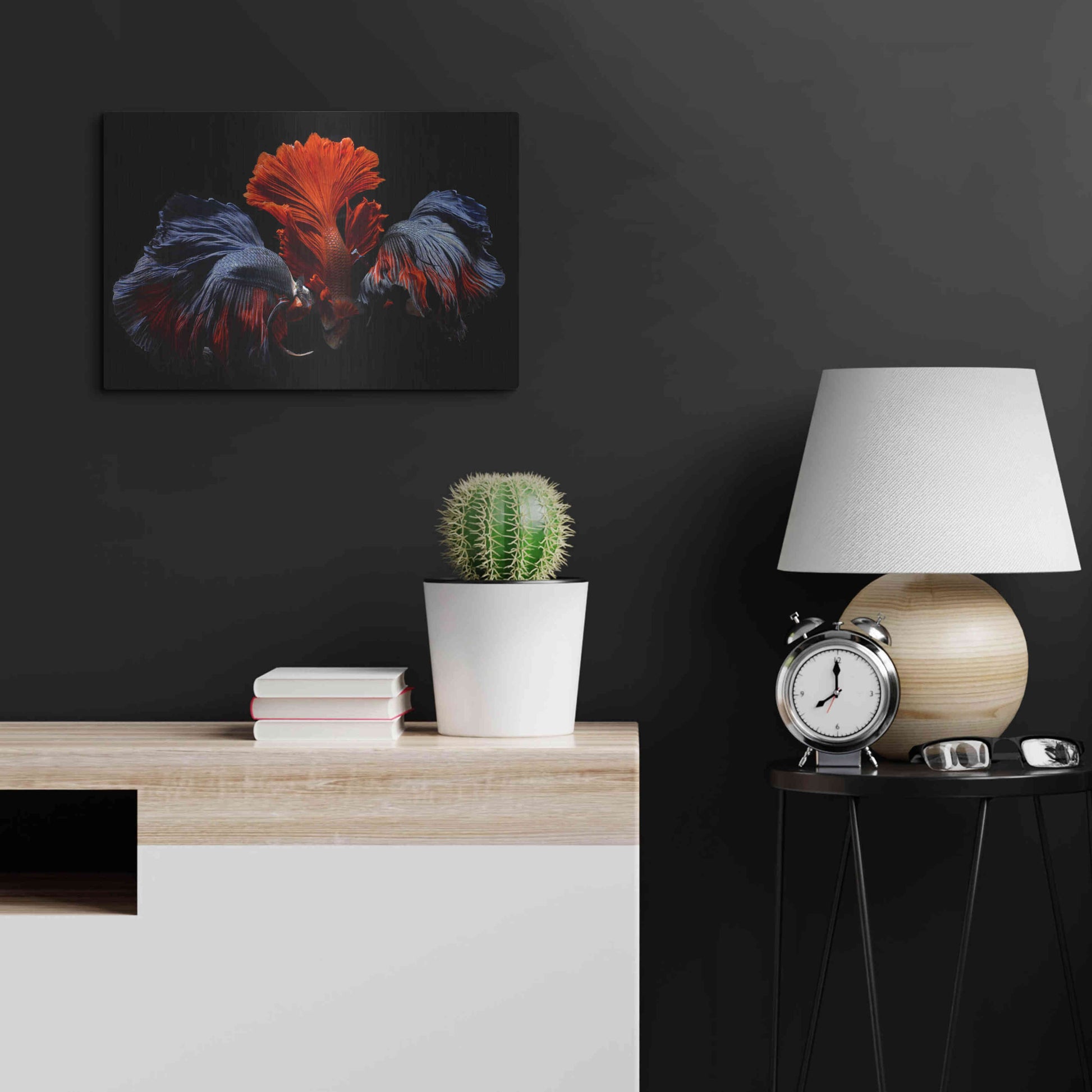 Luxe Metal Art 'Siamese Fighting Fish' by Epic Portfolio Metal Wall Art,24x16