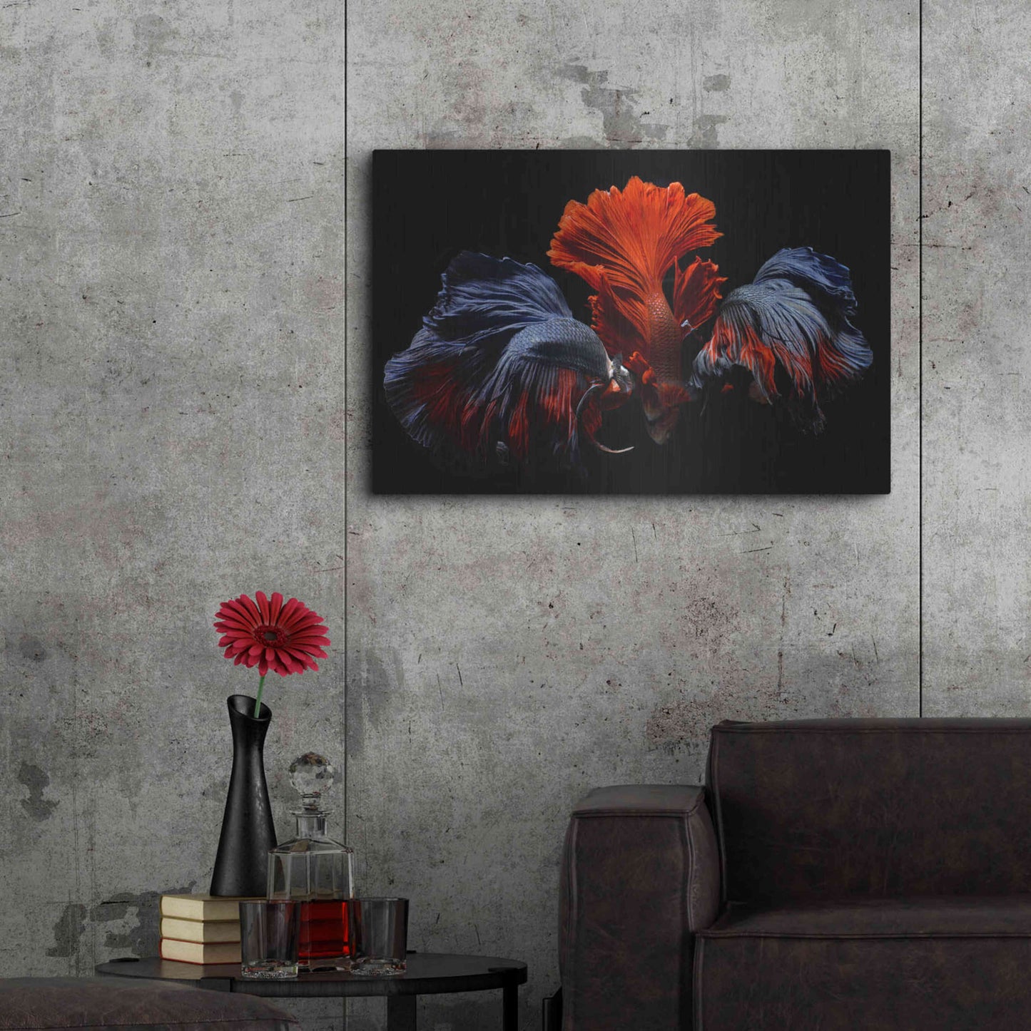 Luxe Metal Art 'Siamese Fighting Fish' by Epic Portfolio Metal Wall Art,36x24
