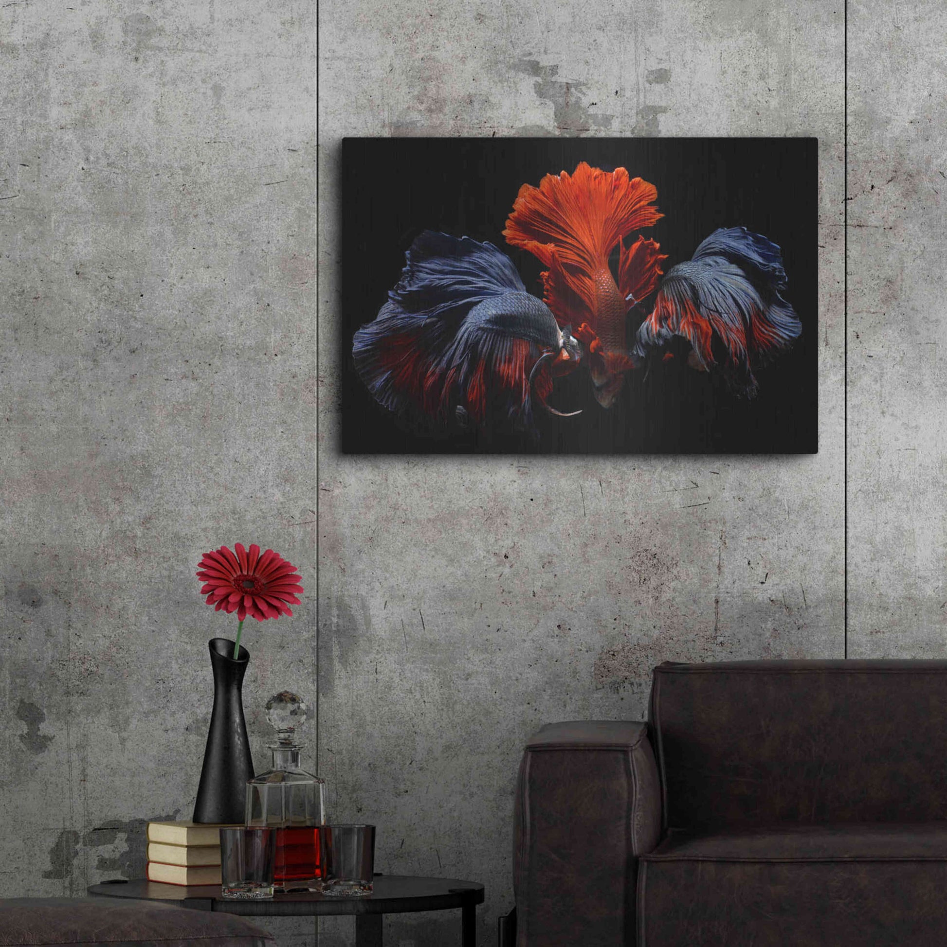 Luxe Metal Art 'Siamese Fighting Fish' by Epic Portfolio Metal Wall Art,36x24