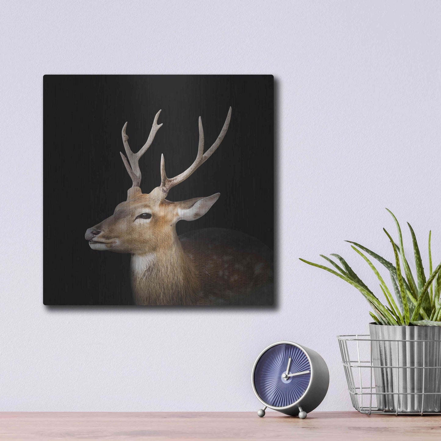 Luxe Metal Art 'Sika Deer' by Epic Portfolio Metal Wall Art,12x12