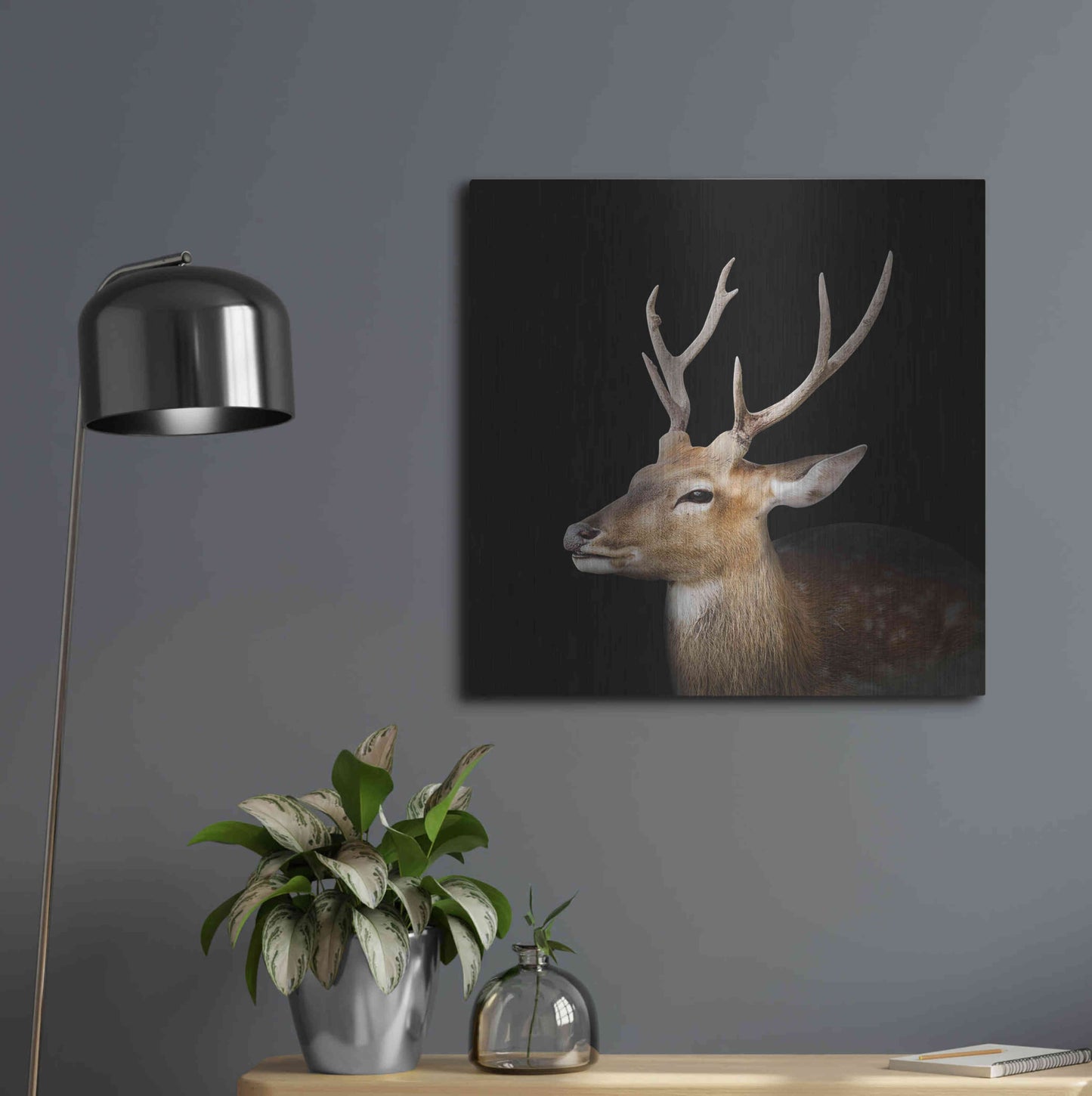 Luxe Metal Art 'Sika Deer' by Epic Portfolio Metal Wall Art,24x24