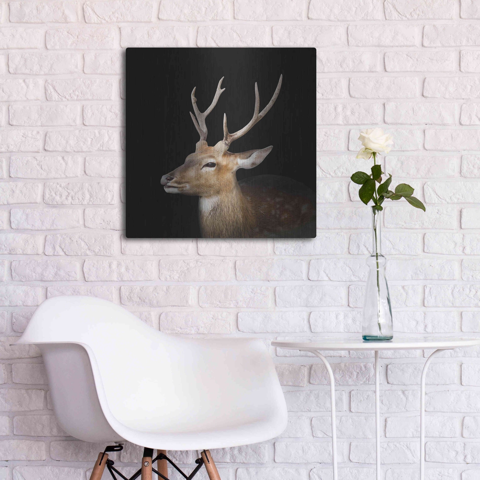 Luxe Metal Art 'Sika Deer' by Epic Portfolio Metal Wall Art,24x24
