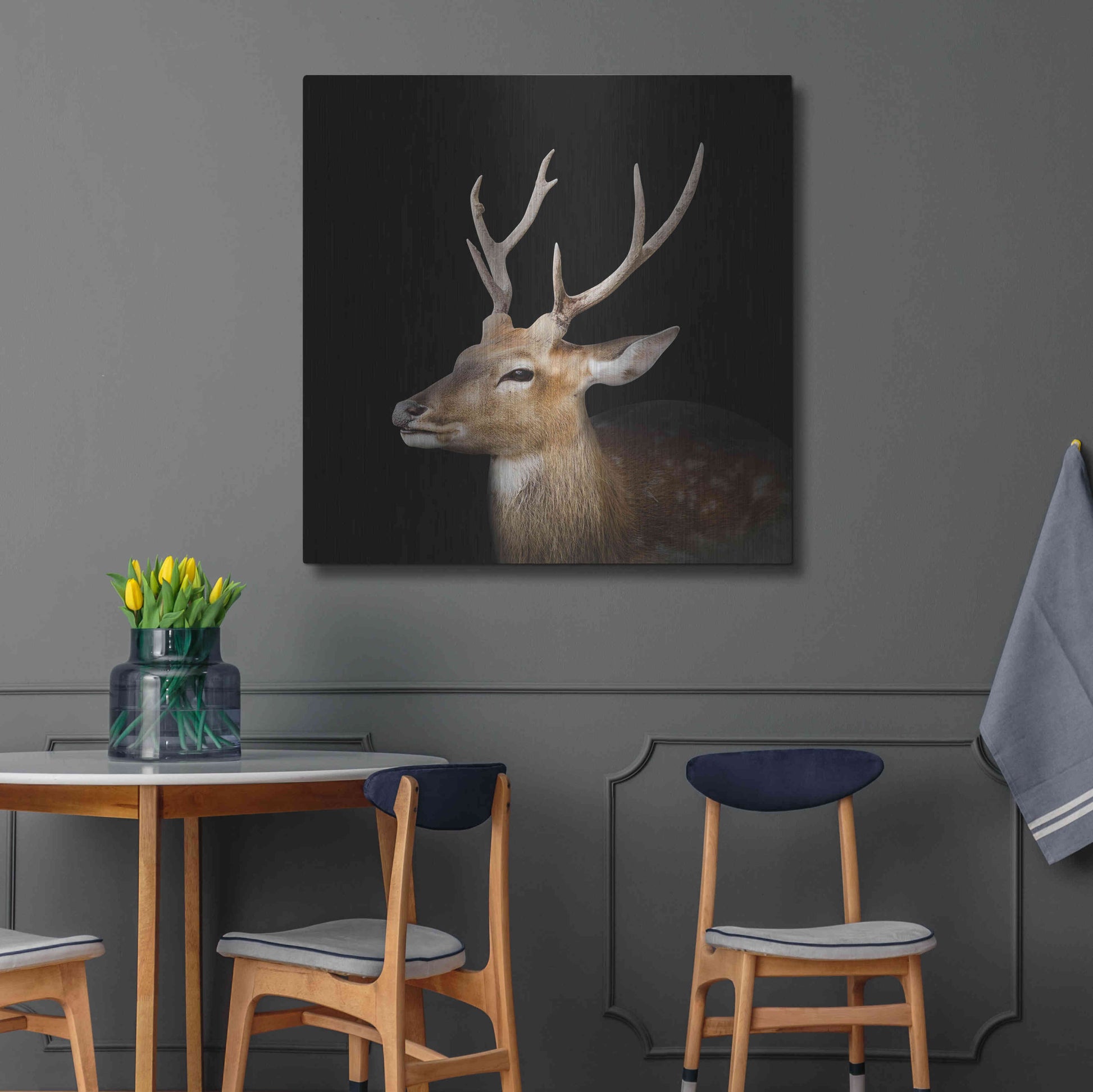 Luxe Metal Art 'Sika Deer' by Epic Portfolio Metal Wall Art,36x36