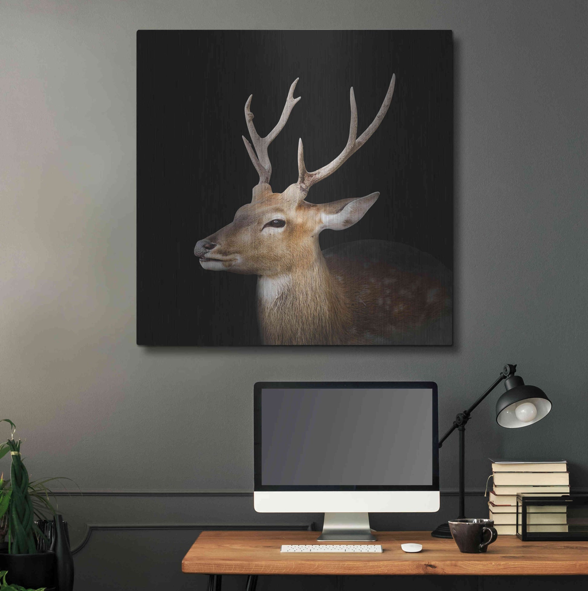 Luxe Metal Art 'Sika Deer' by Epic Portfolio Metal Wall Art,36x36