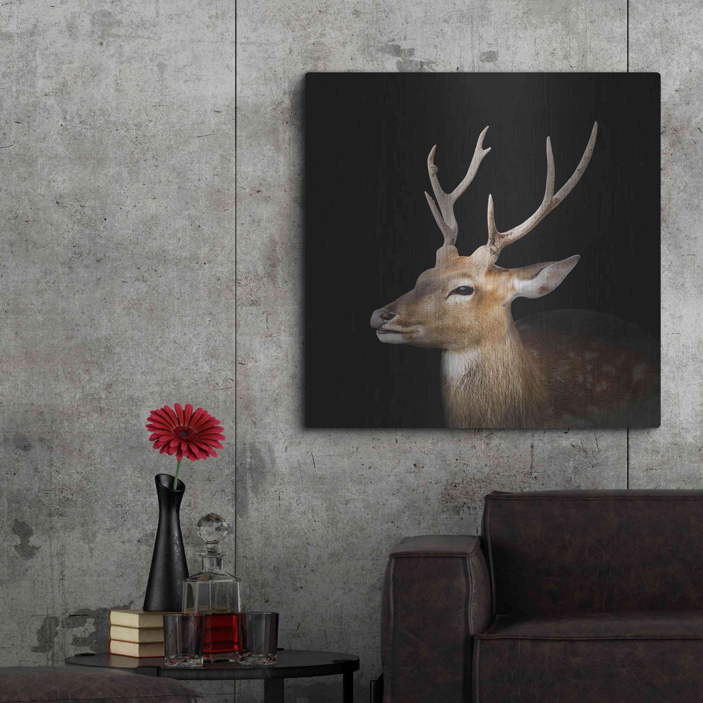 Luxe Metal Art 'Sika Deer' by Epic Portfolio Metal Wall Art,36x36
