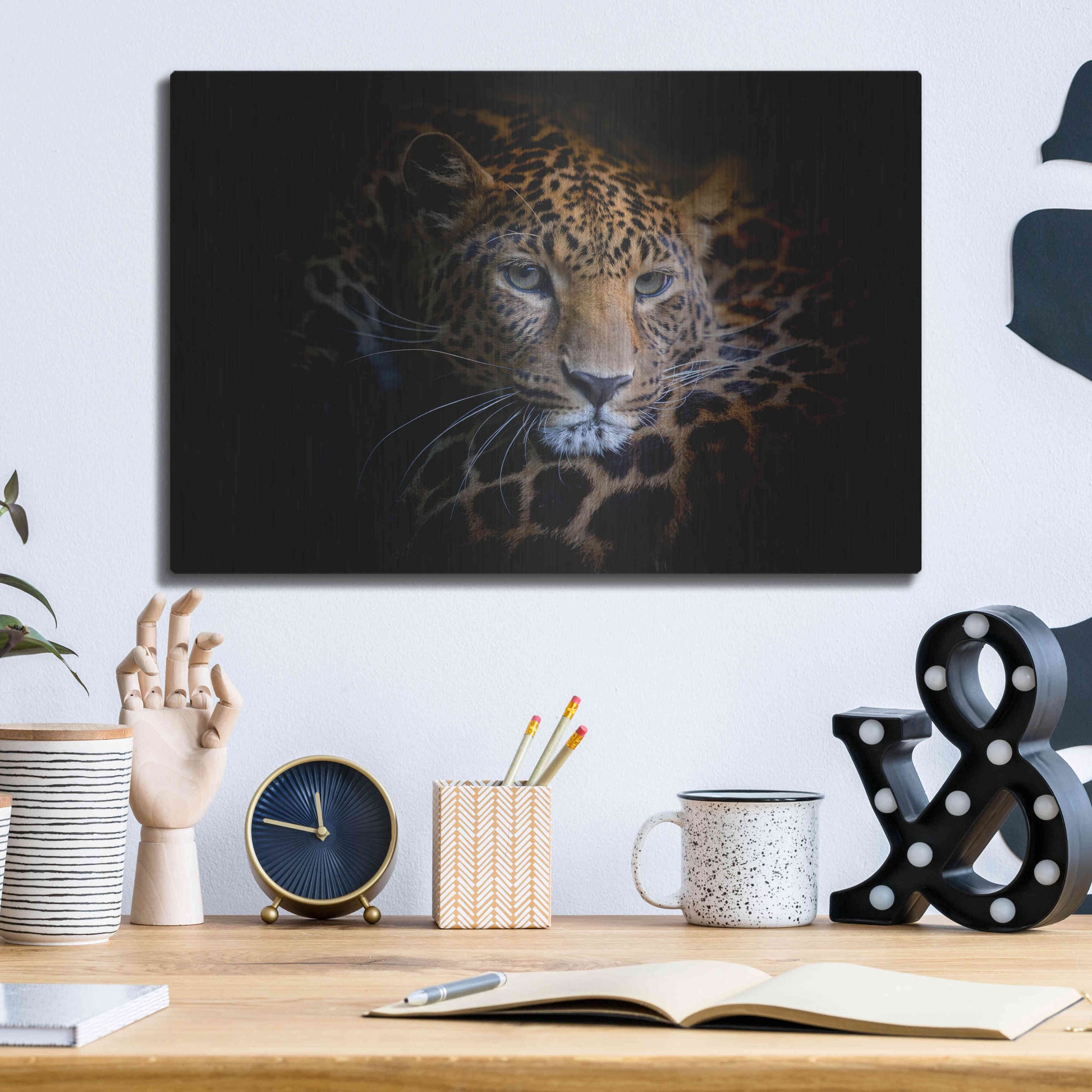 Luxe Metal Art 'Sleepy Leopard' by Epic Portfolio Metal Wall Art,16x12