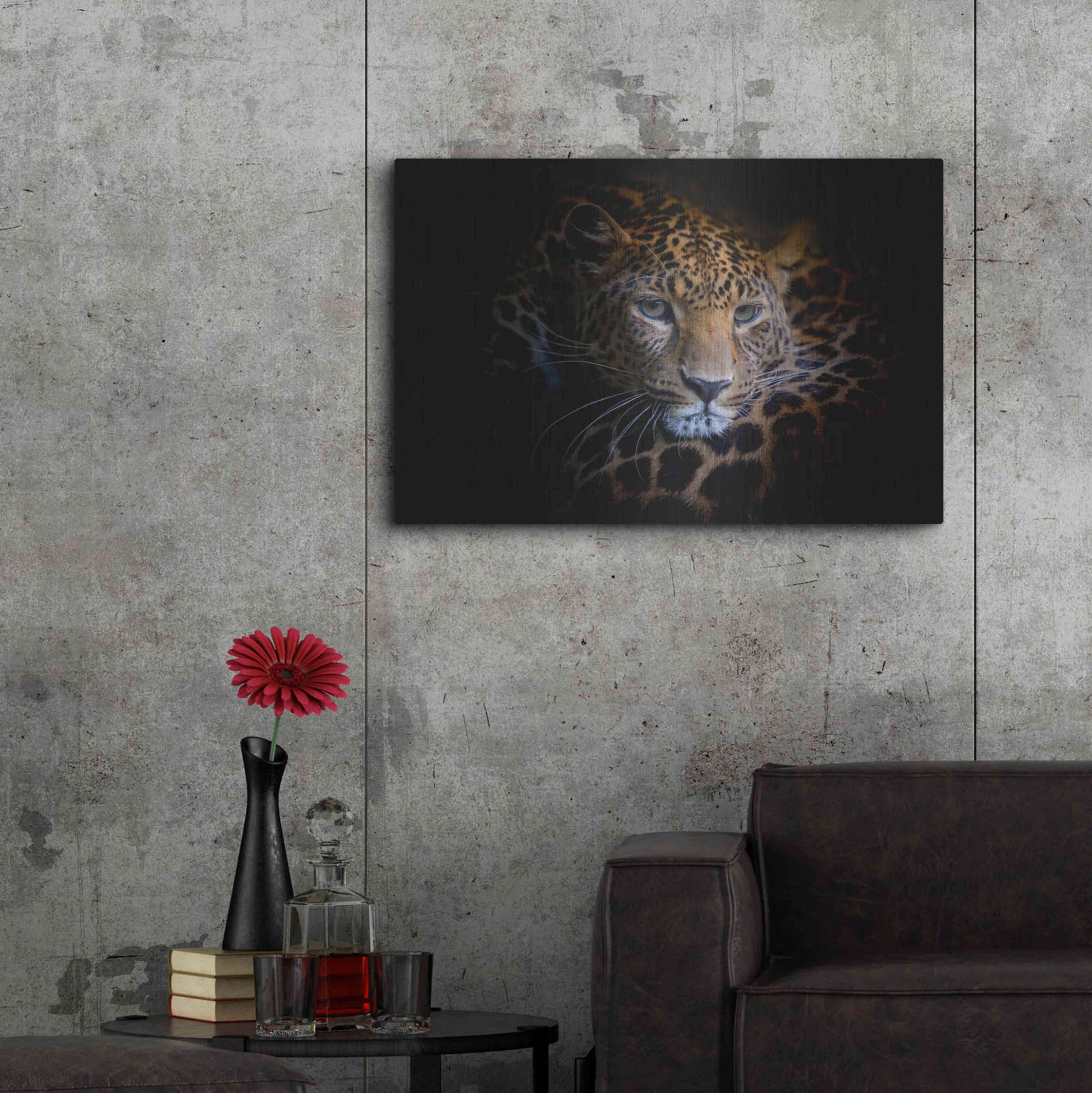 Luxe Metal Art 'Sleepy Leopard' by Epic Portfolio Metal Wall Art,36x24