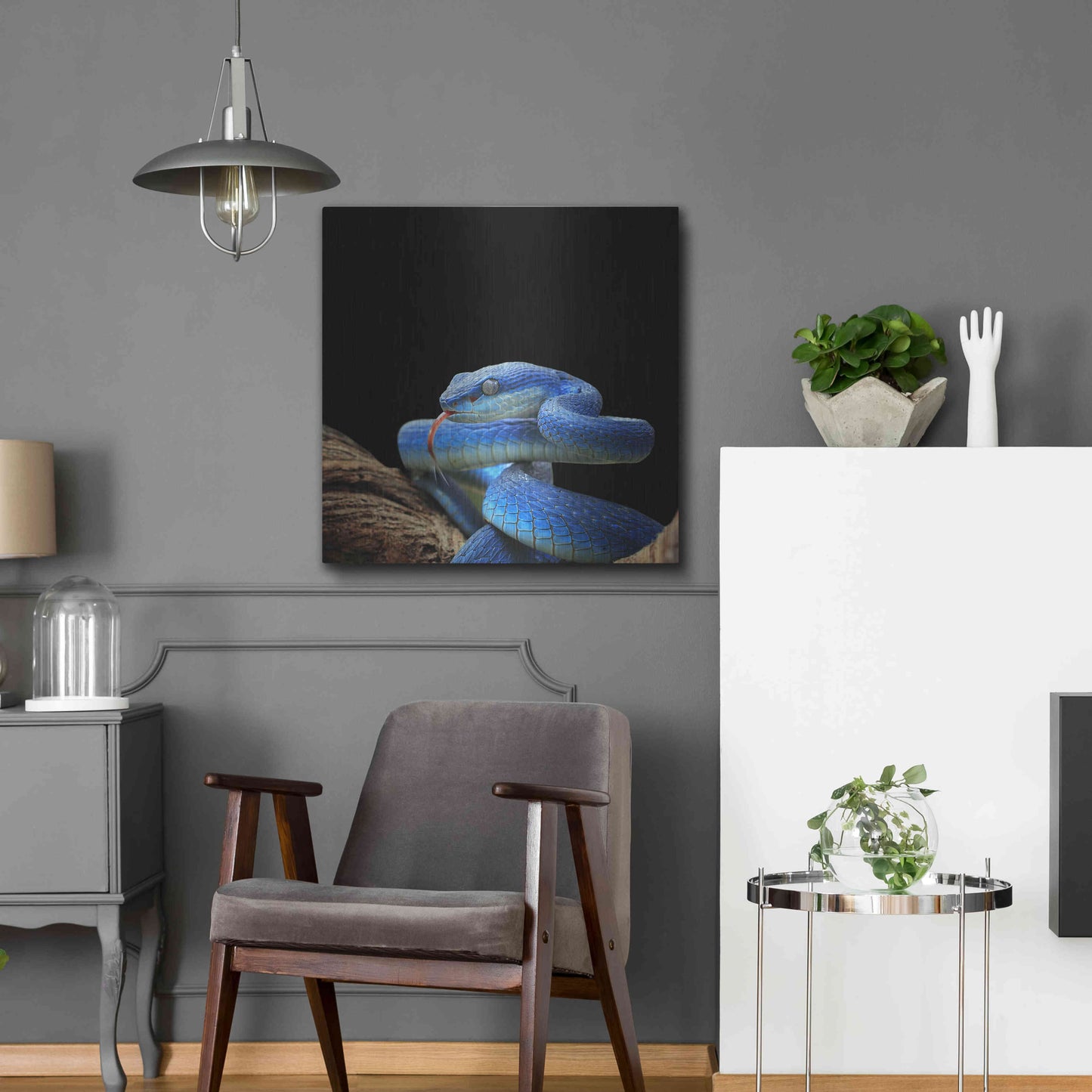 Luxe Metal Art 'Slithering Cobalt' by Epic Portfolio Metal Wall Art,24x24