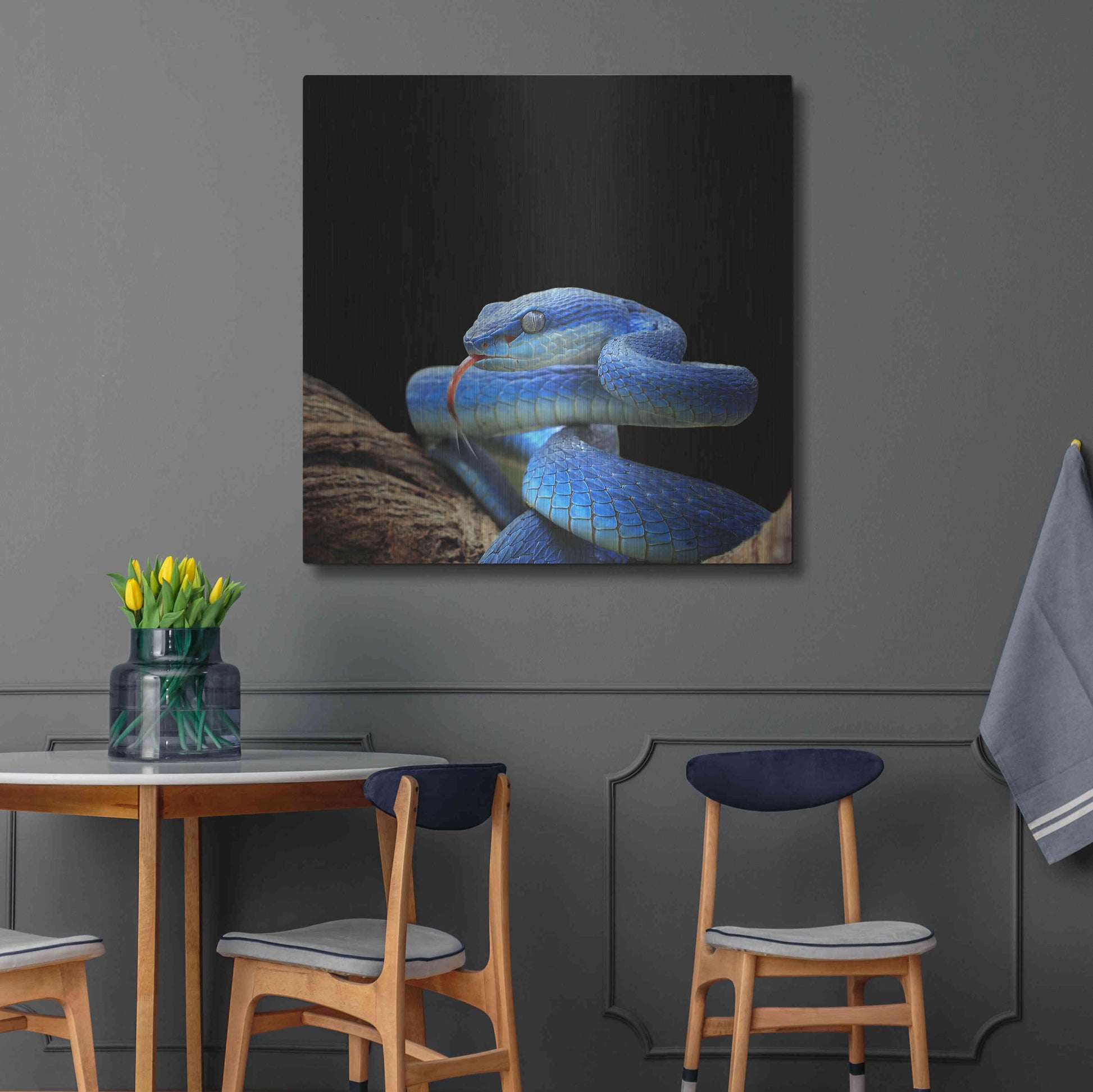 Luxe Metal Art 'Slithering Cobalt' by Epic Portfolio Metal Wall Art,36x36