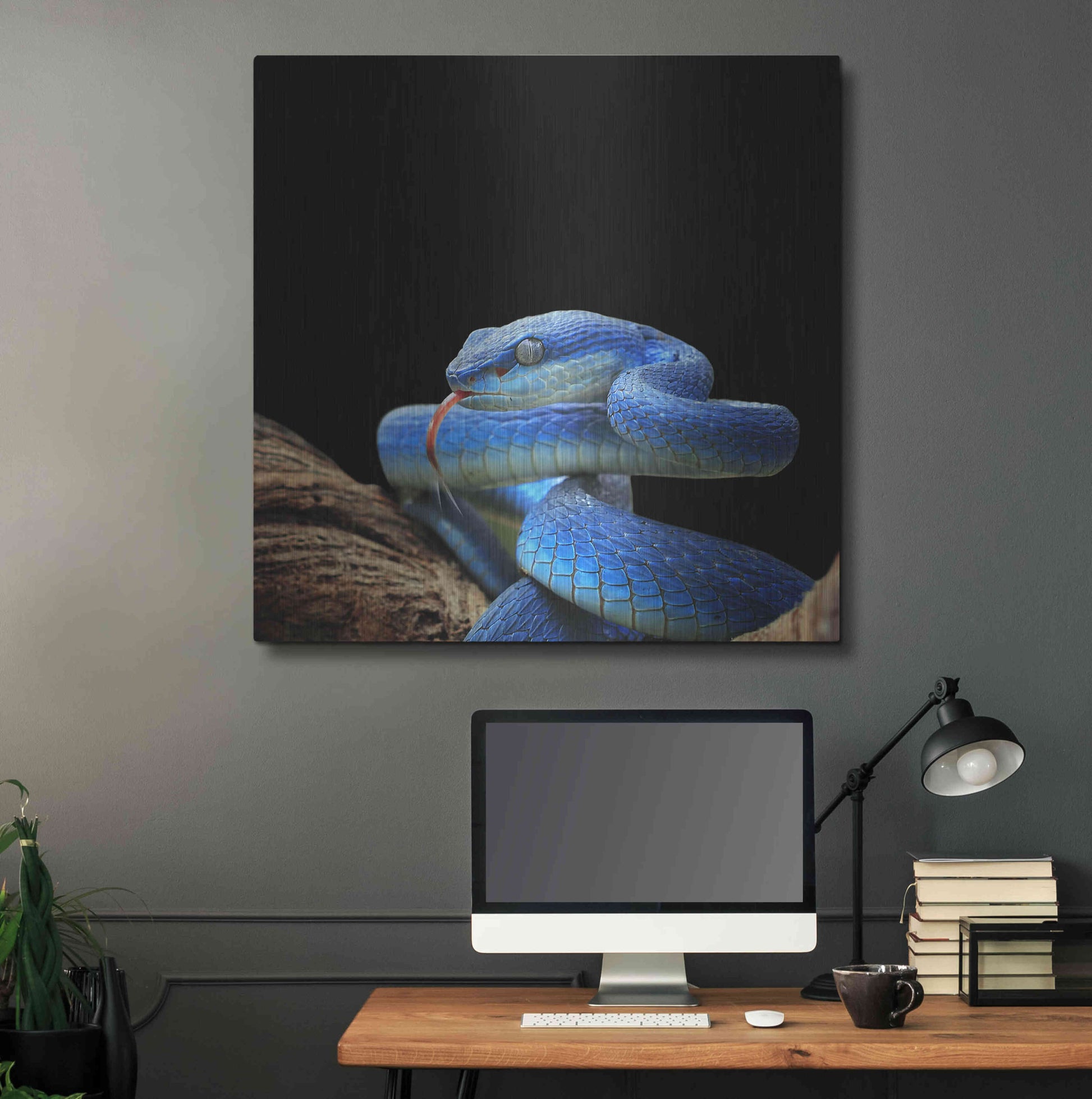 Luxe Metal Art 'Slithering Cobalt' by Epic Portfolio Metal Wall Art,36x36