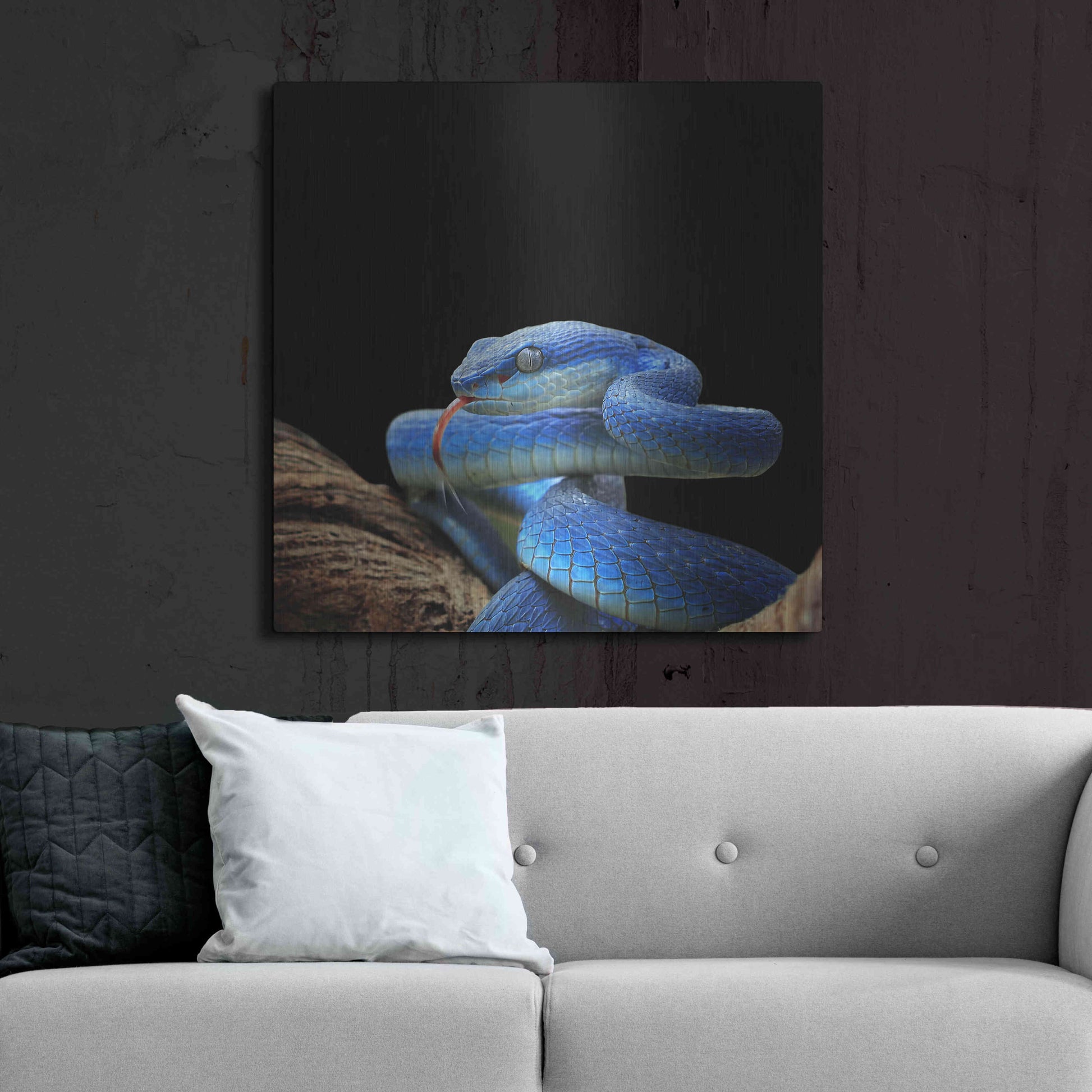 Luxe Metal Art 'Slithering Cobalt' by Epic Portfolio Metal Wall Art,36x36