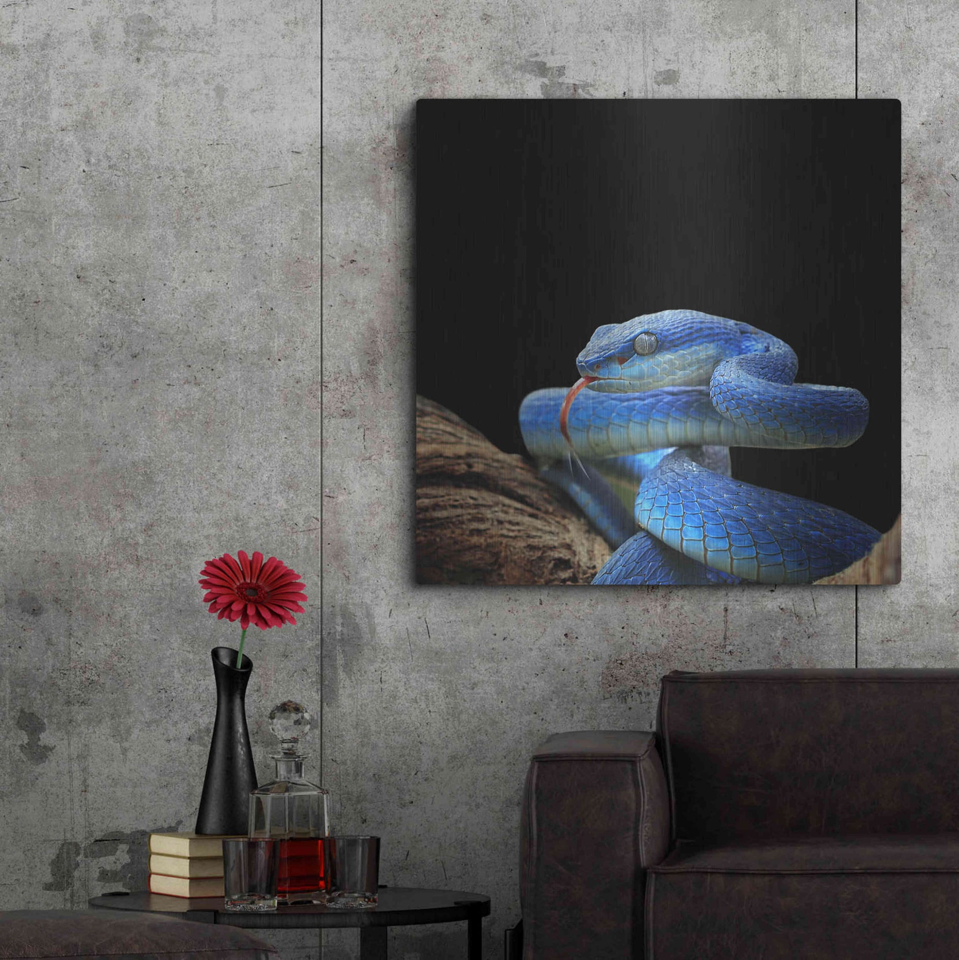 Luxe Metal Art 'Slithering Cobalt' by Epic Portfolio Metal Wall Art,36x36