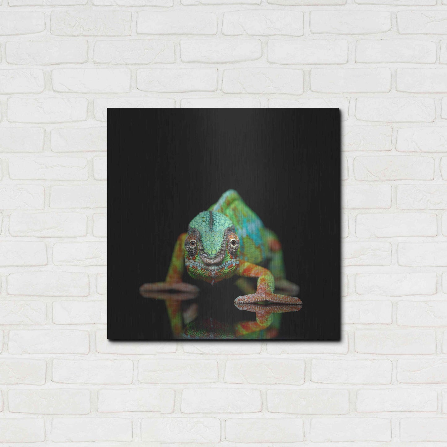 Luxe Metal Art 'Sneaky Cameleon' by Epic Portfolio Metal Wall Art,24x24