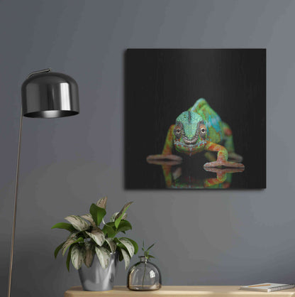 Luxe Metal Art 'Sneaky Cameleon' by Epic Portfolio Metal Wall Art,24x24