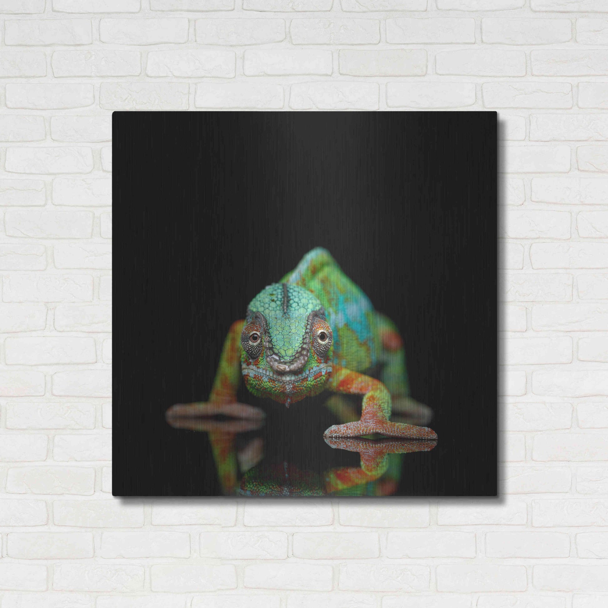 Luxe Metal Art 'Sneaky Cameleon' by Epic Portfolio Metal Wall Art,36x36