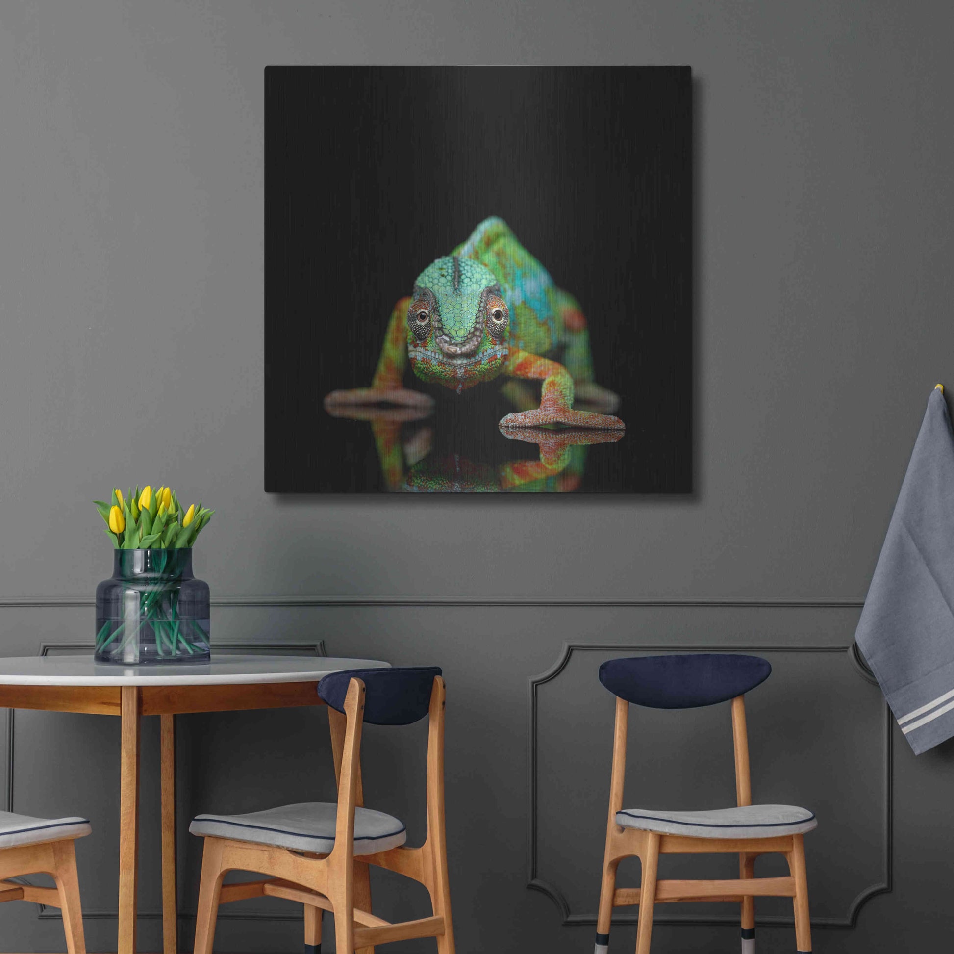 Luxe Metal Art 'Sneaky Cameleon' by Epic Portfolio Metal Wall Art,36x36