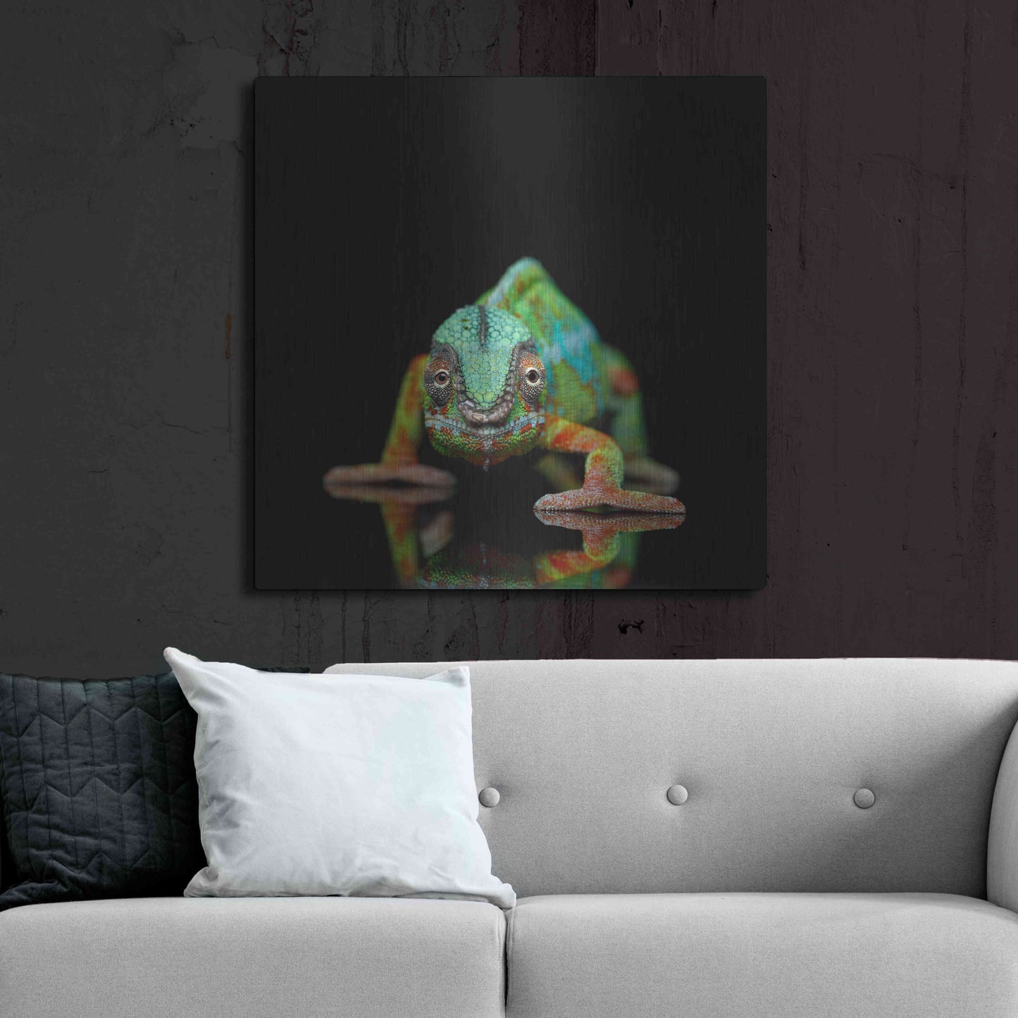 Luxe Metal Art 'Sneaky Cameleon' by Epic Portfolio Metal Wall Art,36x36