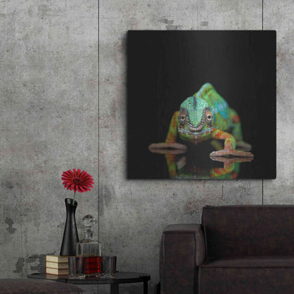 Luxe Metal Art 'Sneaky Cameleon' by Epic Portfolio Metal Wall Art,36x36
