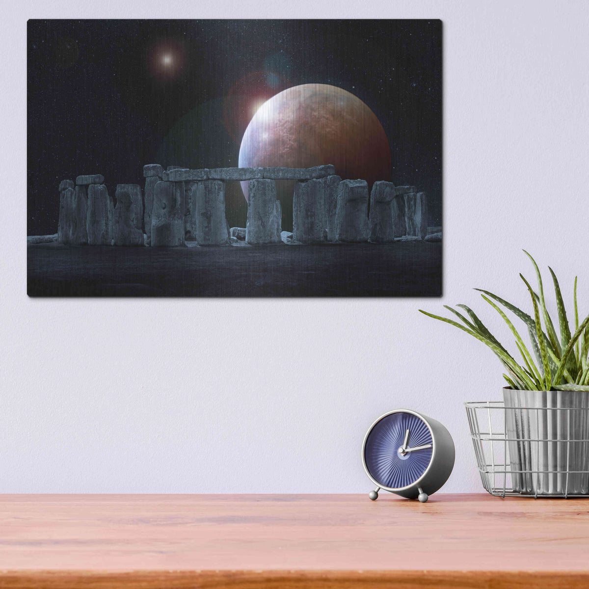 Luxe Metal Art 'Stonehenge Aligned' by Epic Portfolio Metal Wall Art,16x12