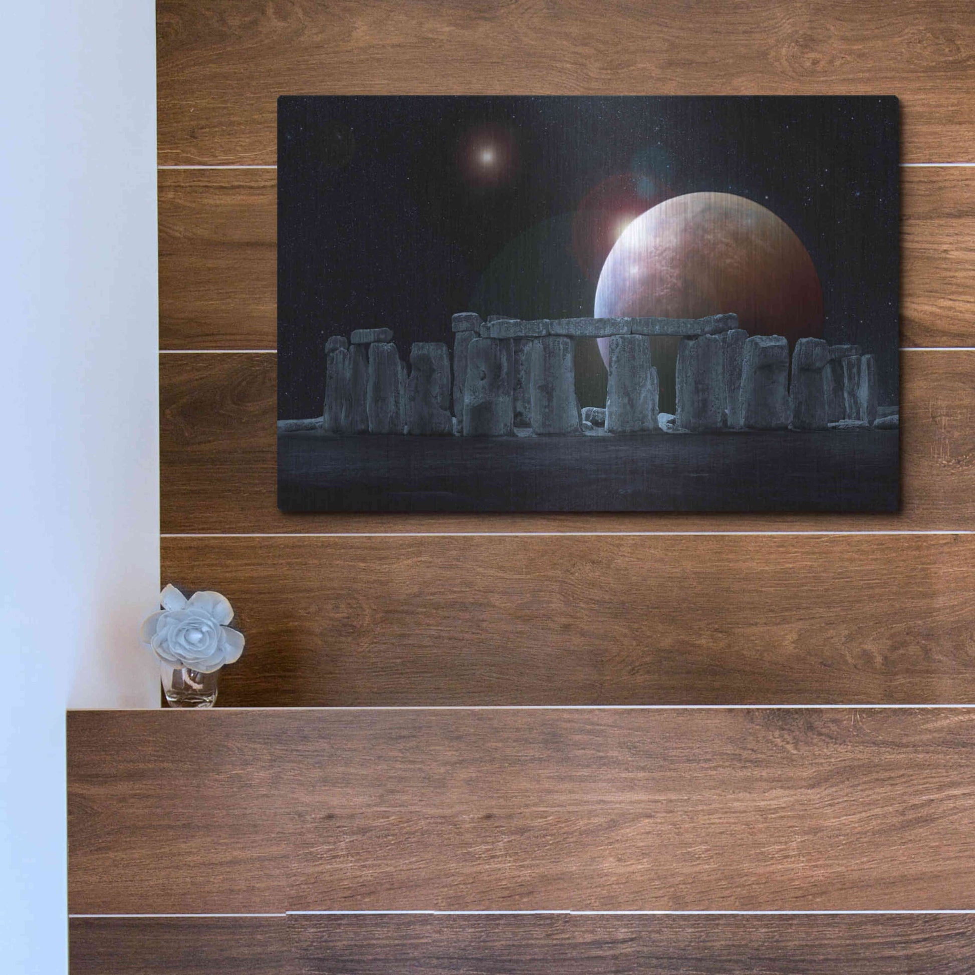 Luxe Metal Art 'Stonehenge Aligned' by Epic Portfolio Metal Wall Art,16x12