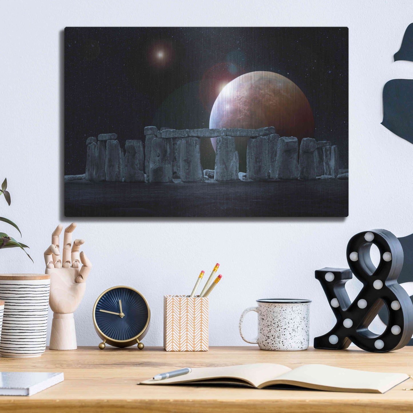 Luxe Metal Art 'Stonehenge Aligned' by Epic Portfolio Metal Wall Art,16x12