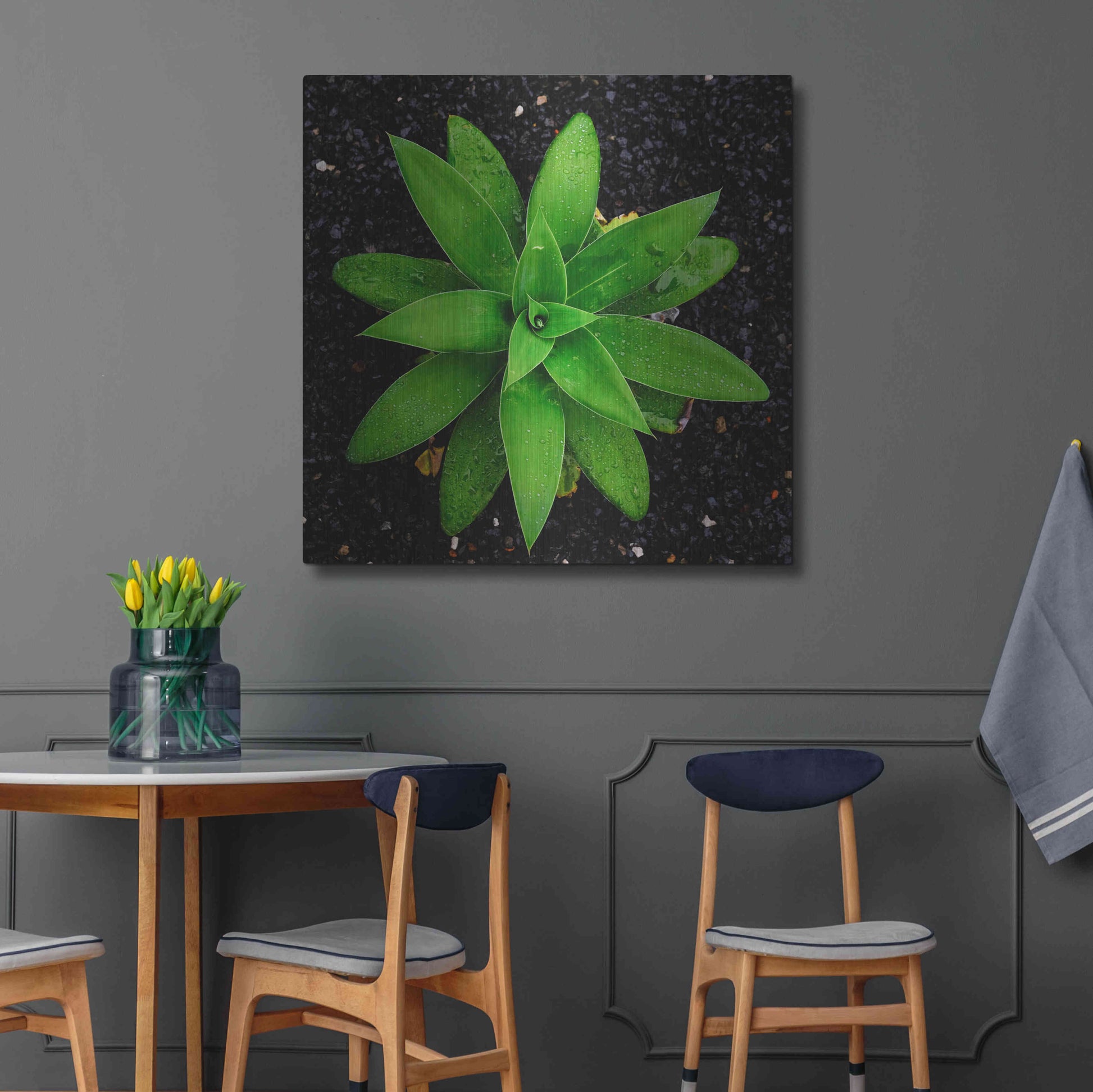 Luxe Metal Art 'The Green Bloom Crop' by Epic Portfolio Metal Wall Art,36x36