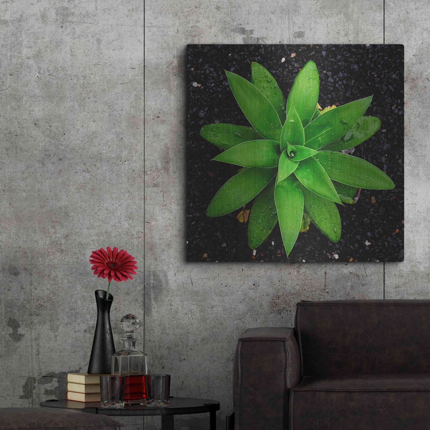 Luxe Metal Art 'The Green Bloom Crop' by Epic Portfolio Metal Wall Art,36x36