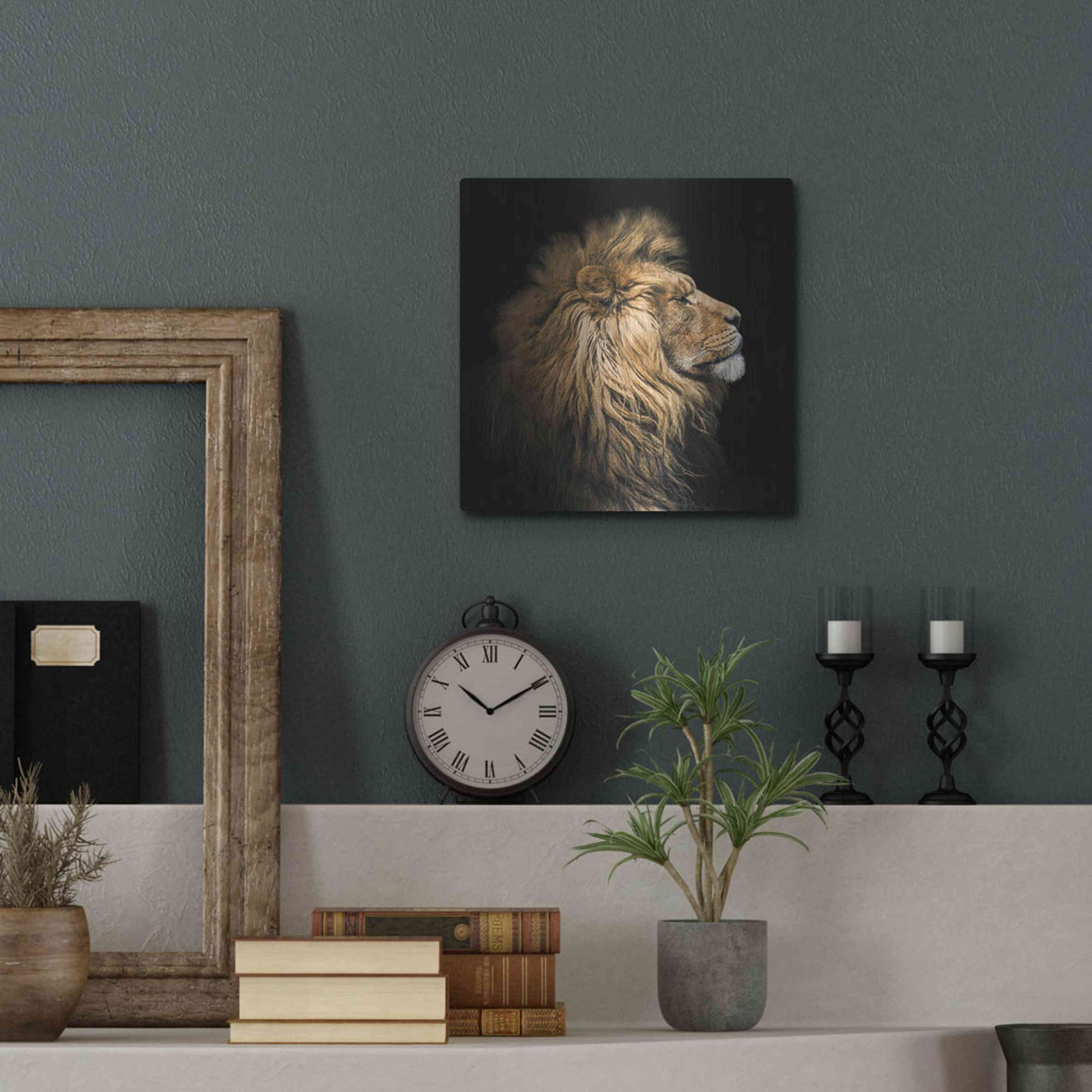 Luxe Metal Art 'The King Of The Jungle' by Epic Portfolio Metal Wall Art,12x12