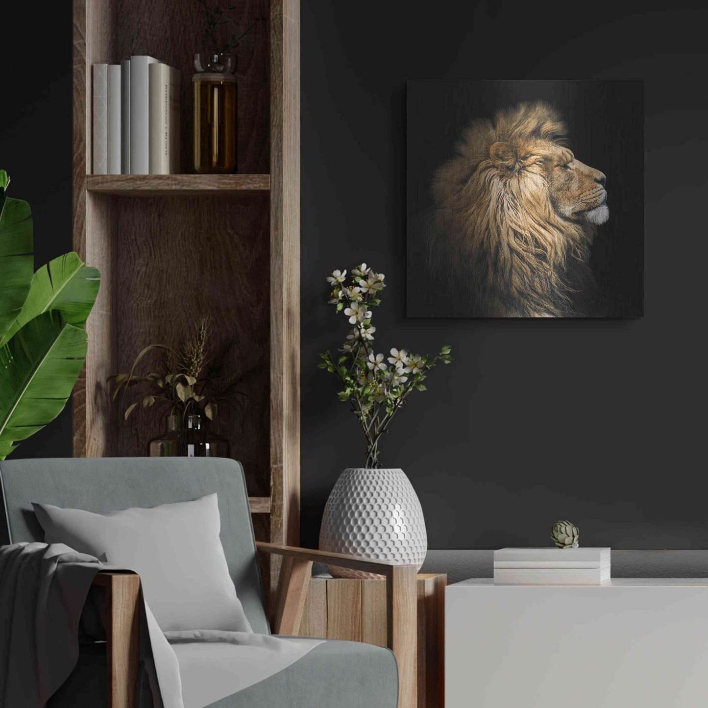 Luxe Metal Art 'The King Of The Jungle' by Epic Portfolio Metal Wall Art,24x24