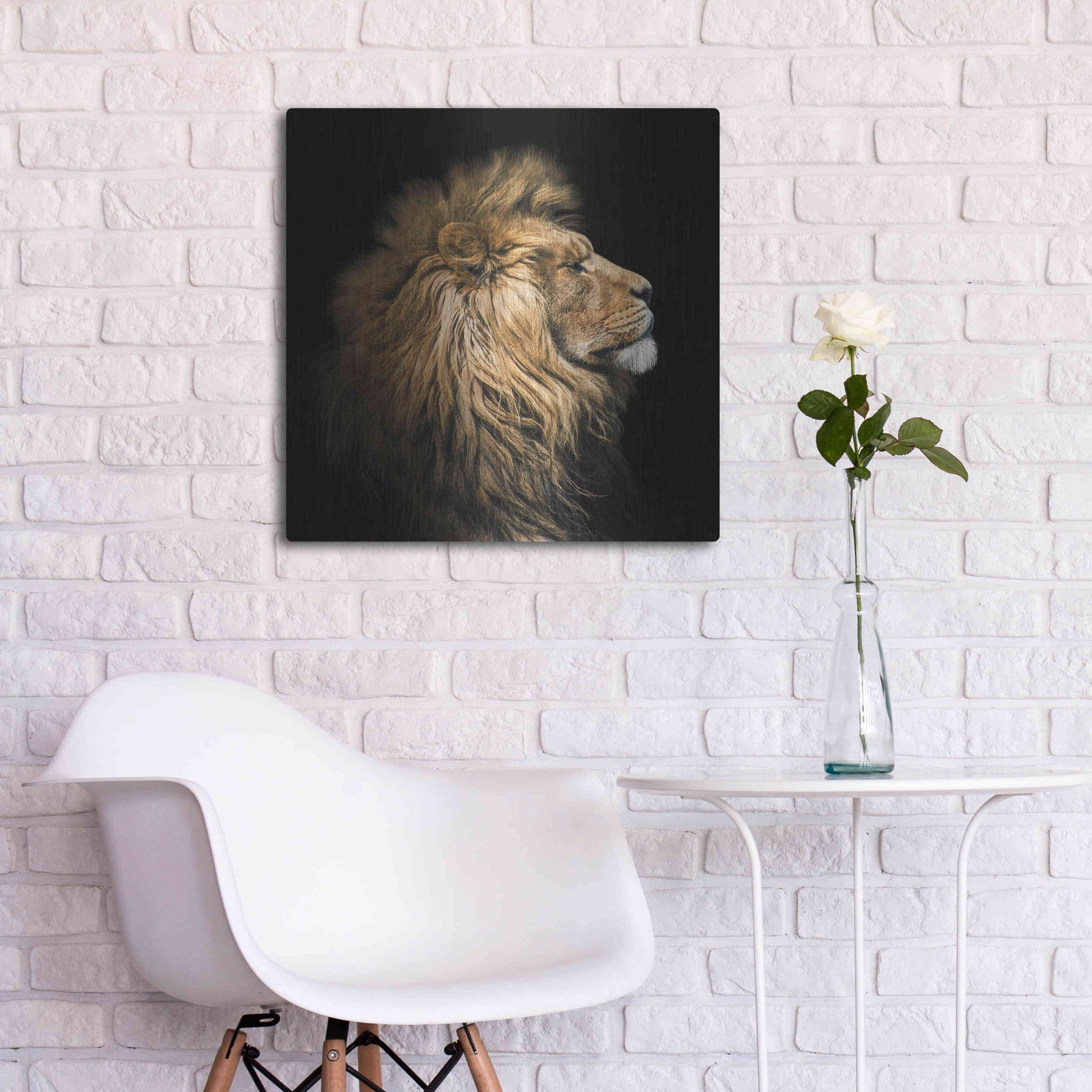 Luxe Metal Art 'The King Of The Jungle' by Epic Portfolio Metal Wall Art,24x24