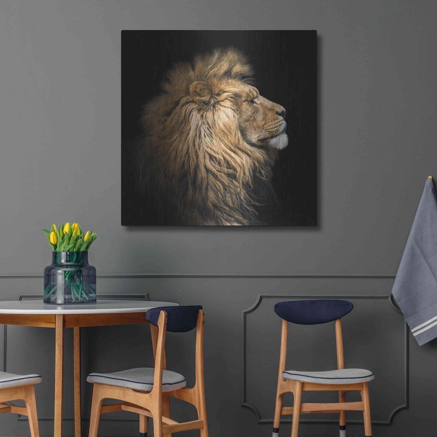 Luxe Metal Art 'The King Of The Jungle' by Epic Portfolio Metal Wall Art,36x36