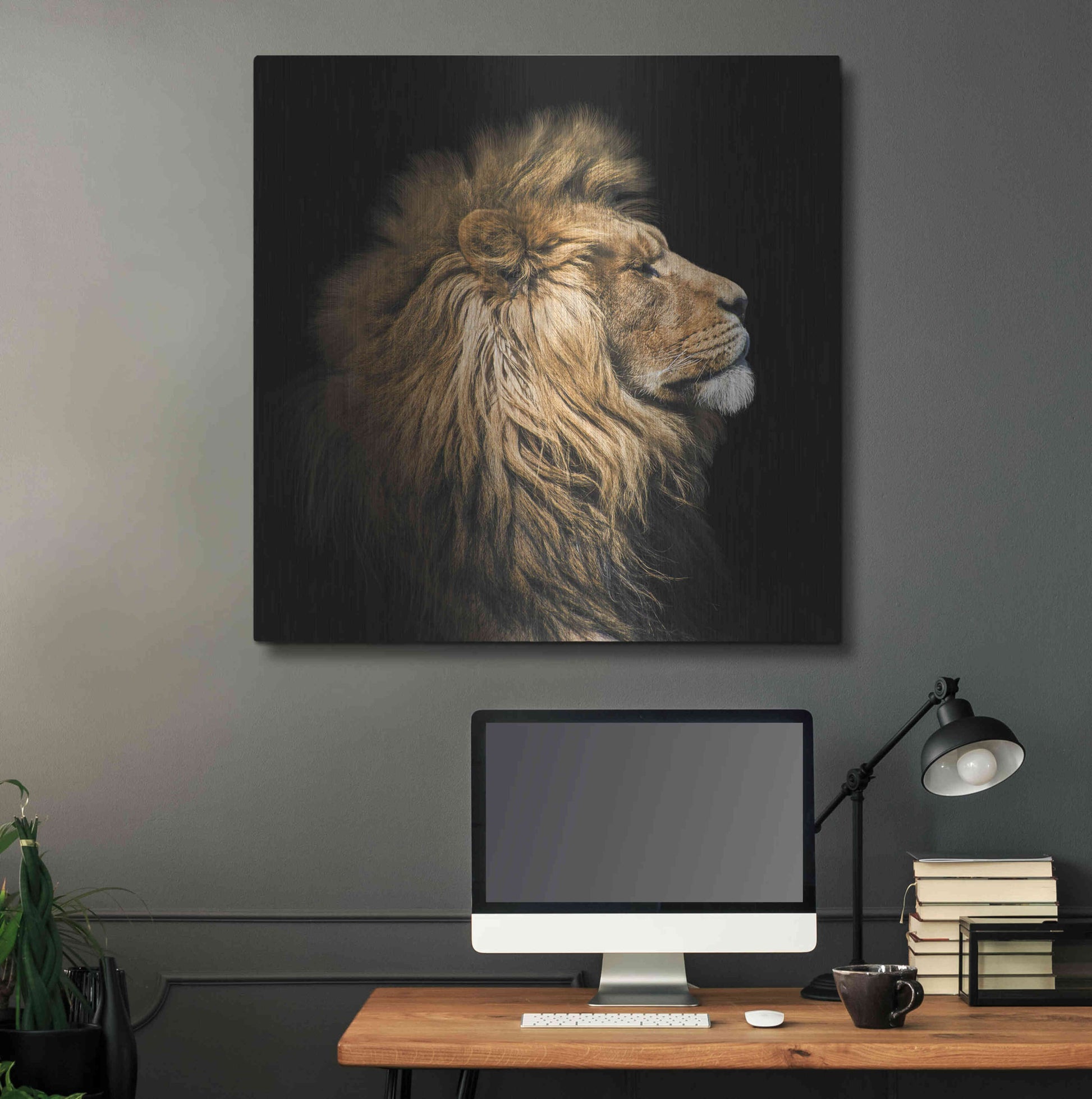 Luxe Metal Art 'The King Of The Jungle' by Epic Portfolio Metal Wall Art,36x36
