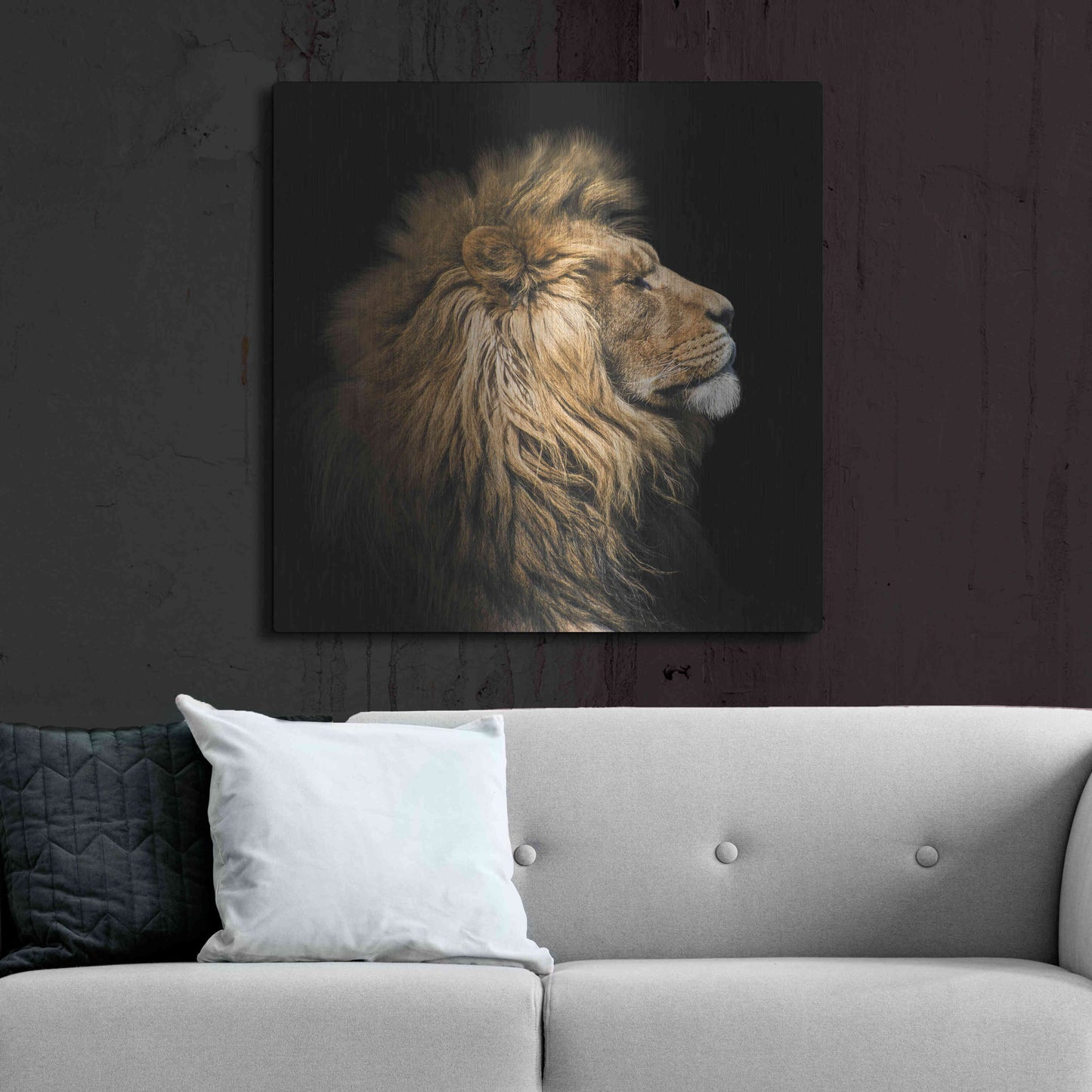 Luxe Metal Art 'The King Of The Jungle' by Epic Portfolio Metal Wall Art,36x36
