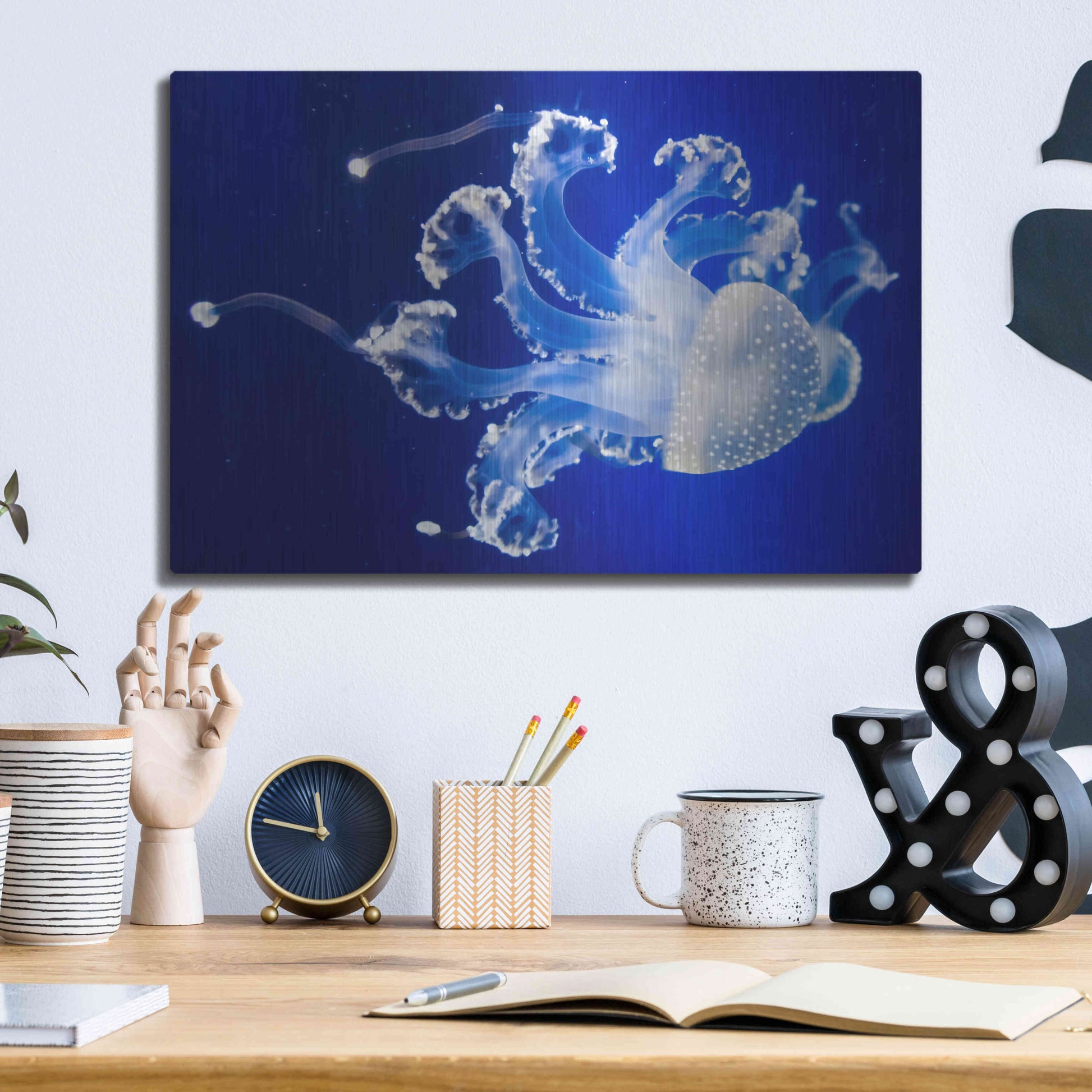 Luxe Metal Art 'Translucent Jellyfish' by Epic Portfolio Metal Wall Art,16x12