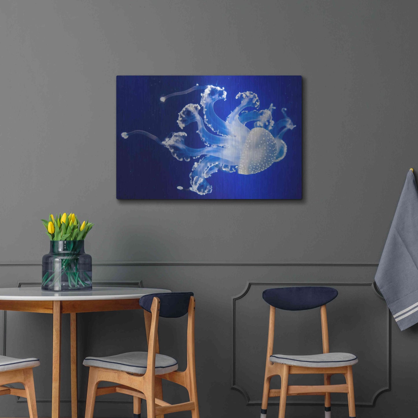 Luxe Metal Art 'Translucent Jellyfish' by Epic Portfolio Metal Wall Art,36x24