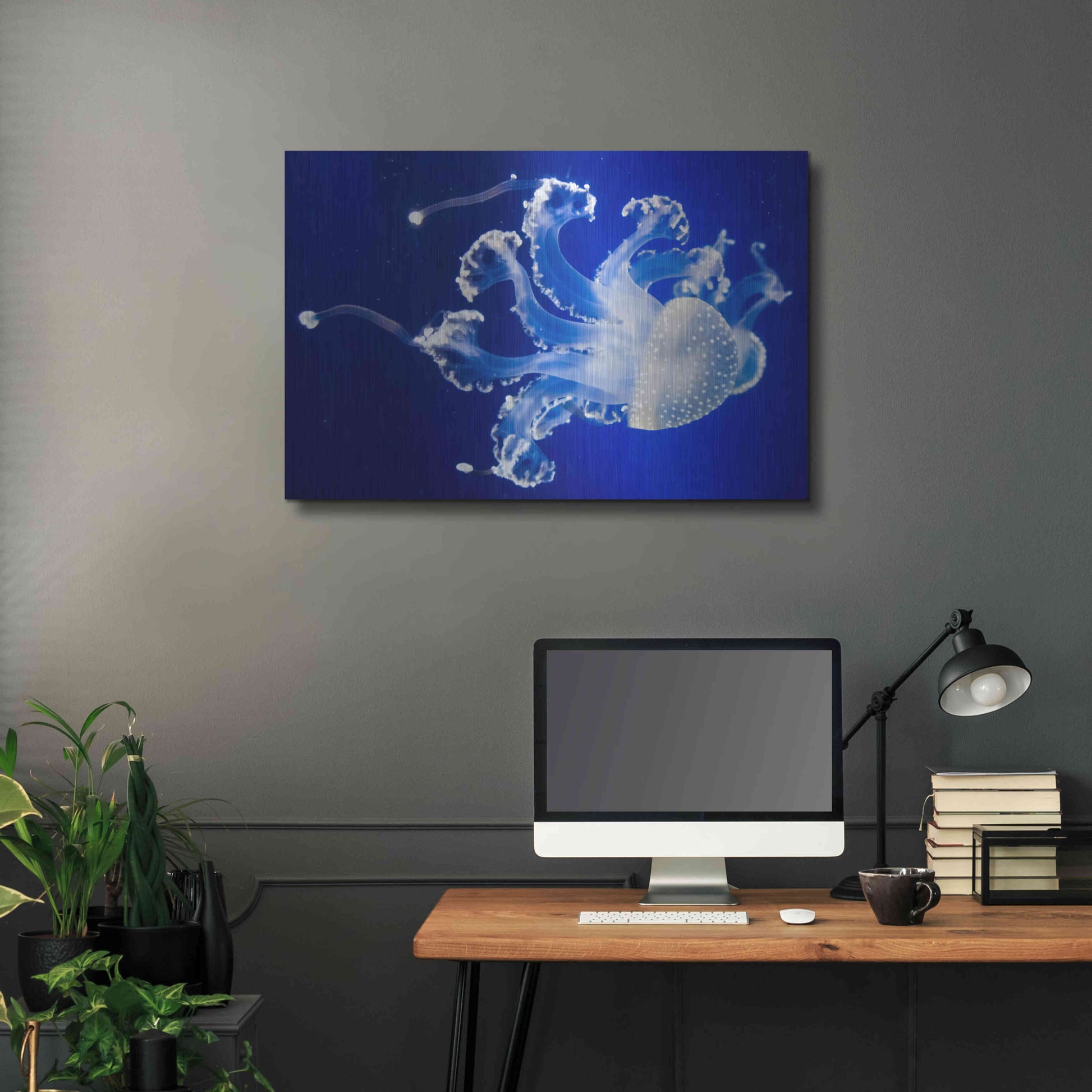 Luxe Metal Art 'Translucent Jellyfish' by Epic Portfolio Metal Wall Art,36x24