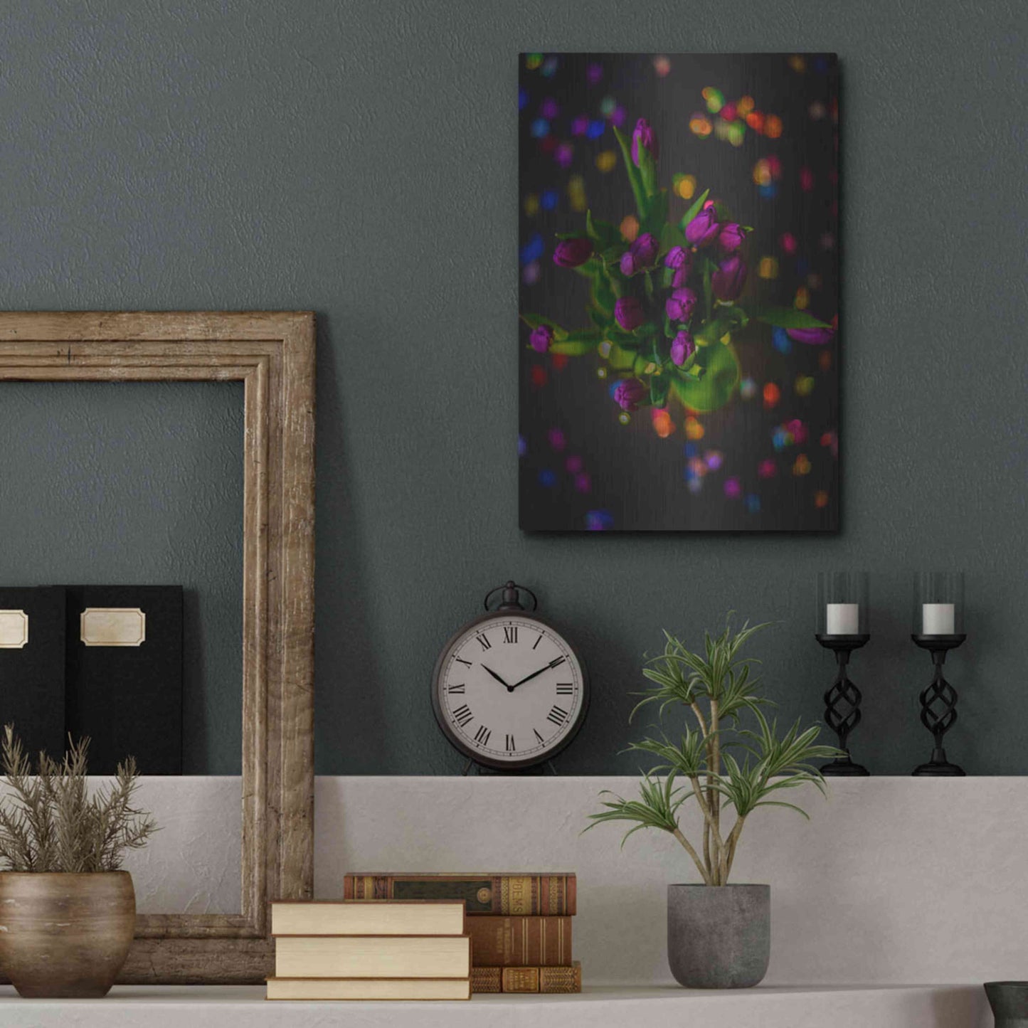 Luxe Metal Art 'Tulip Confetti' by Epic Portfolio Metal Wall Art,12x16