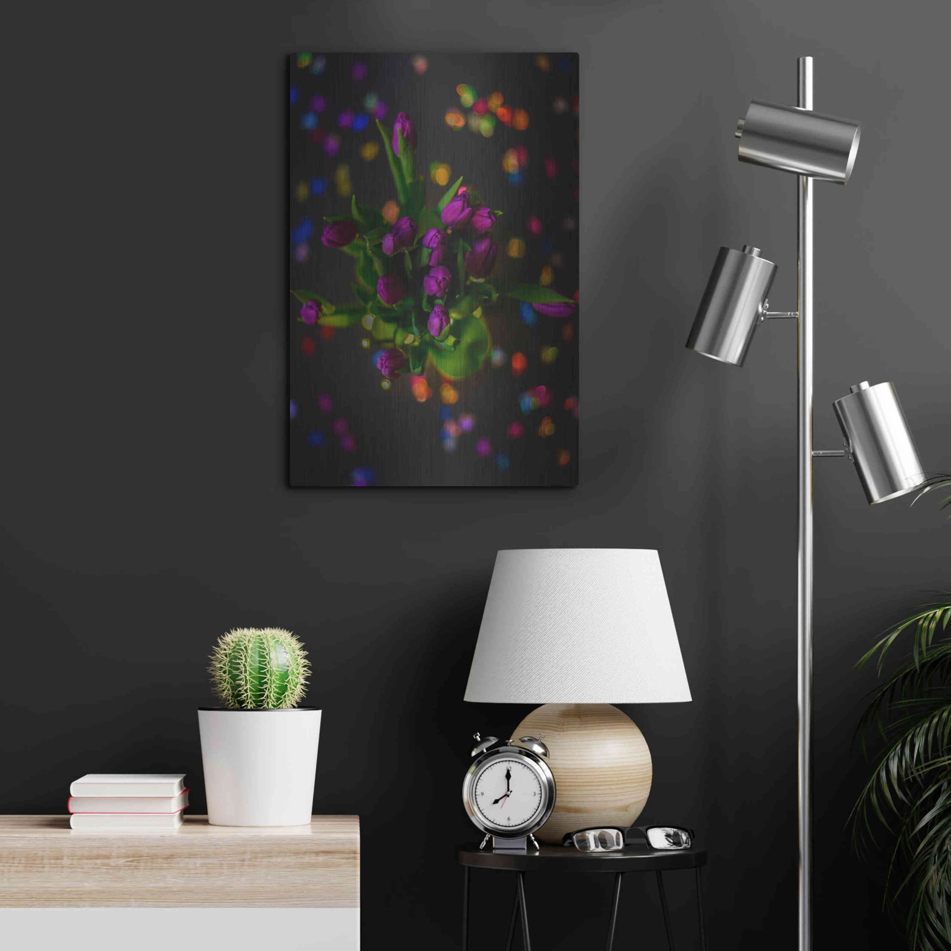 Luxe Metal Art 'Tulip Confetti' by Epic Portfolio Metal Wall Art,16x24