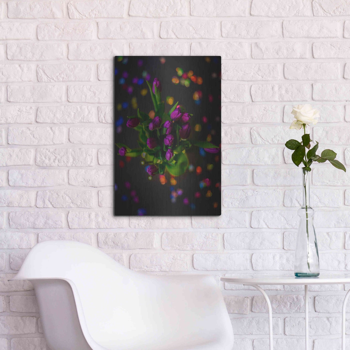 Luxe Metal Art 'Tulip Confetti' by Epic Portfolio Metal Wall Art,16x24