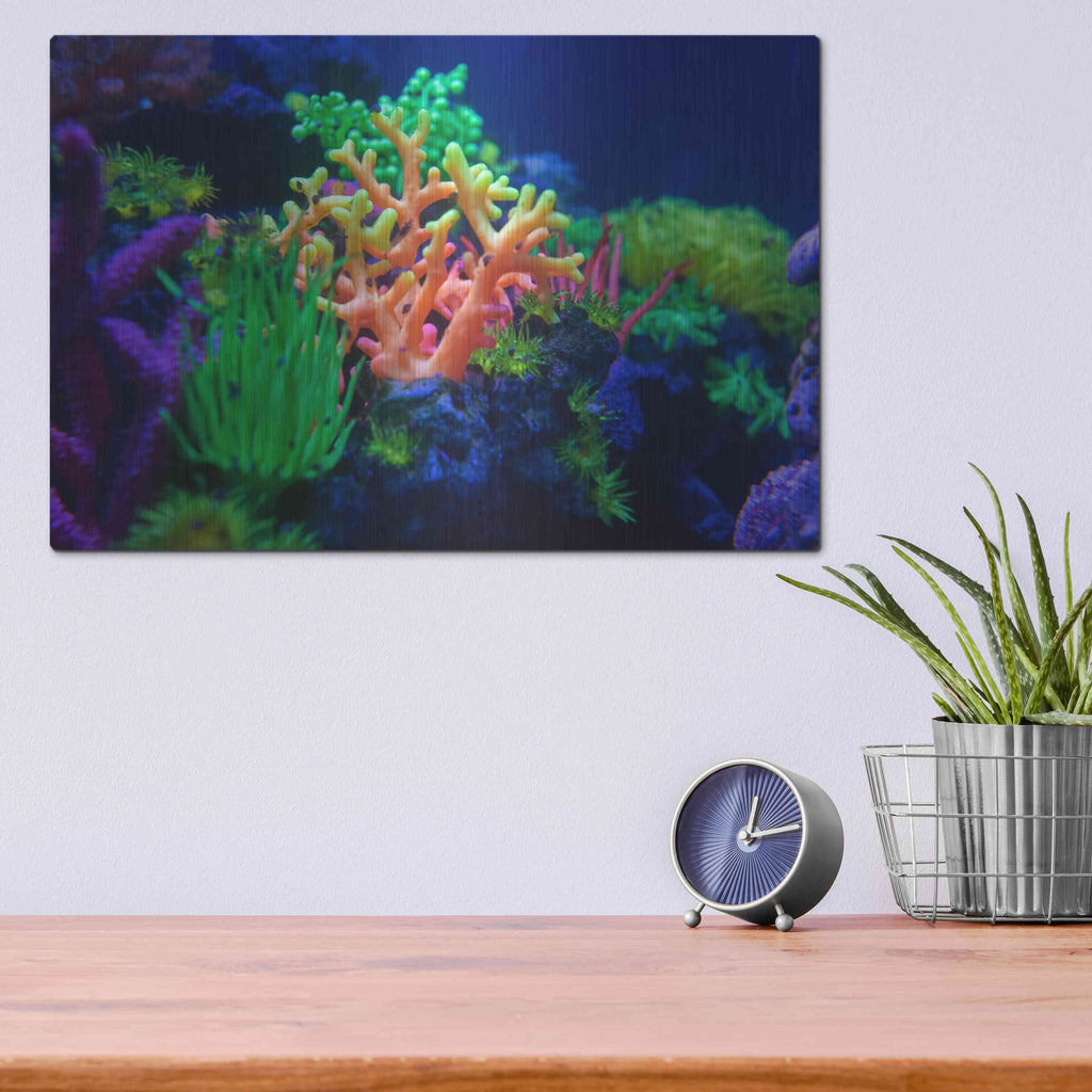 Luxe Metal Art 'Underwater Amazons' by Epic Portfolio Metal Wall Art,16x12