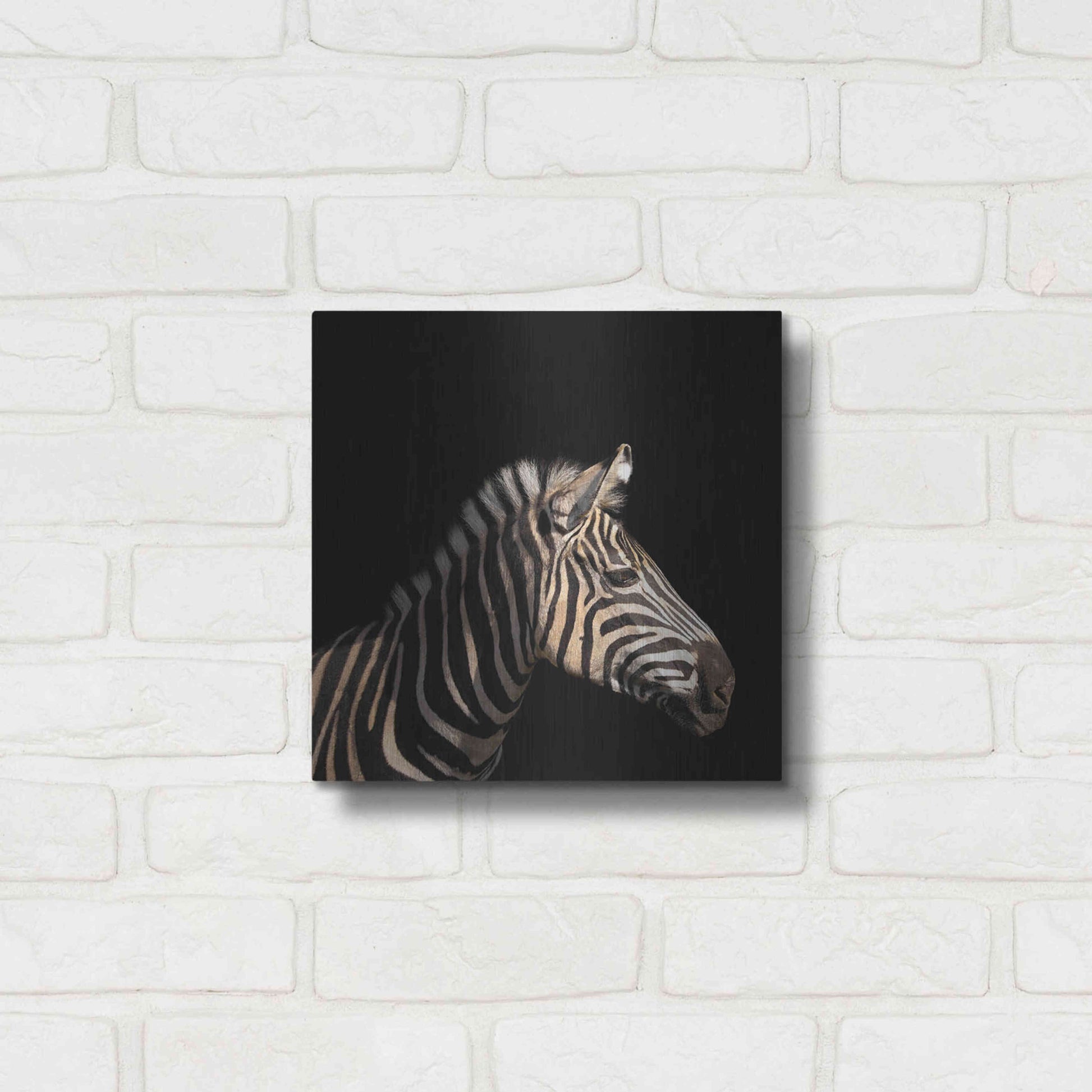 Luxe Metal Art 'Zebra' by Epic Portfolio Metal Wall Art,12x12
