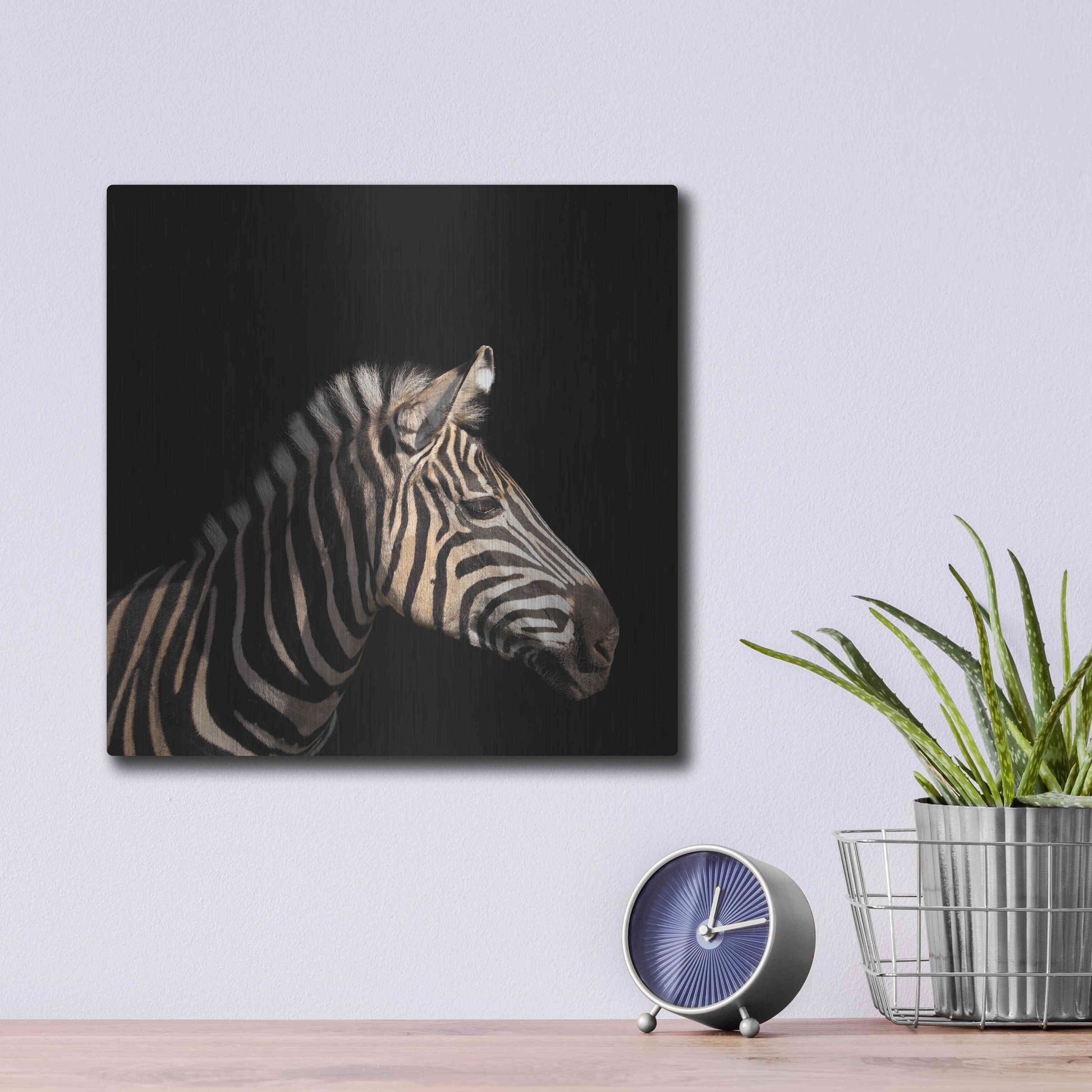 Luxe Metal Art 'Zebra' by Epic Portfolio Metal Wall Art,12x12